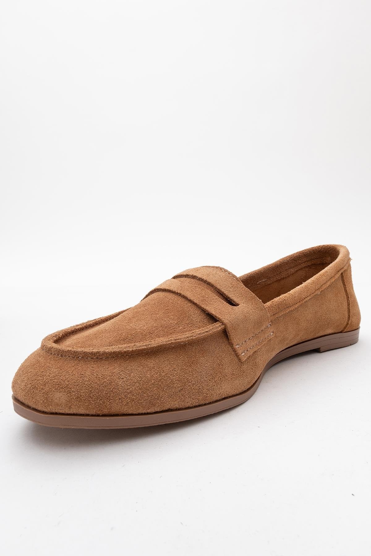 Tory - Taupe Suede Genuine Leather Loafer Shoe (Women) - Image 4