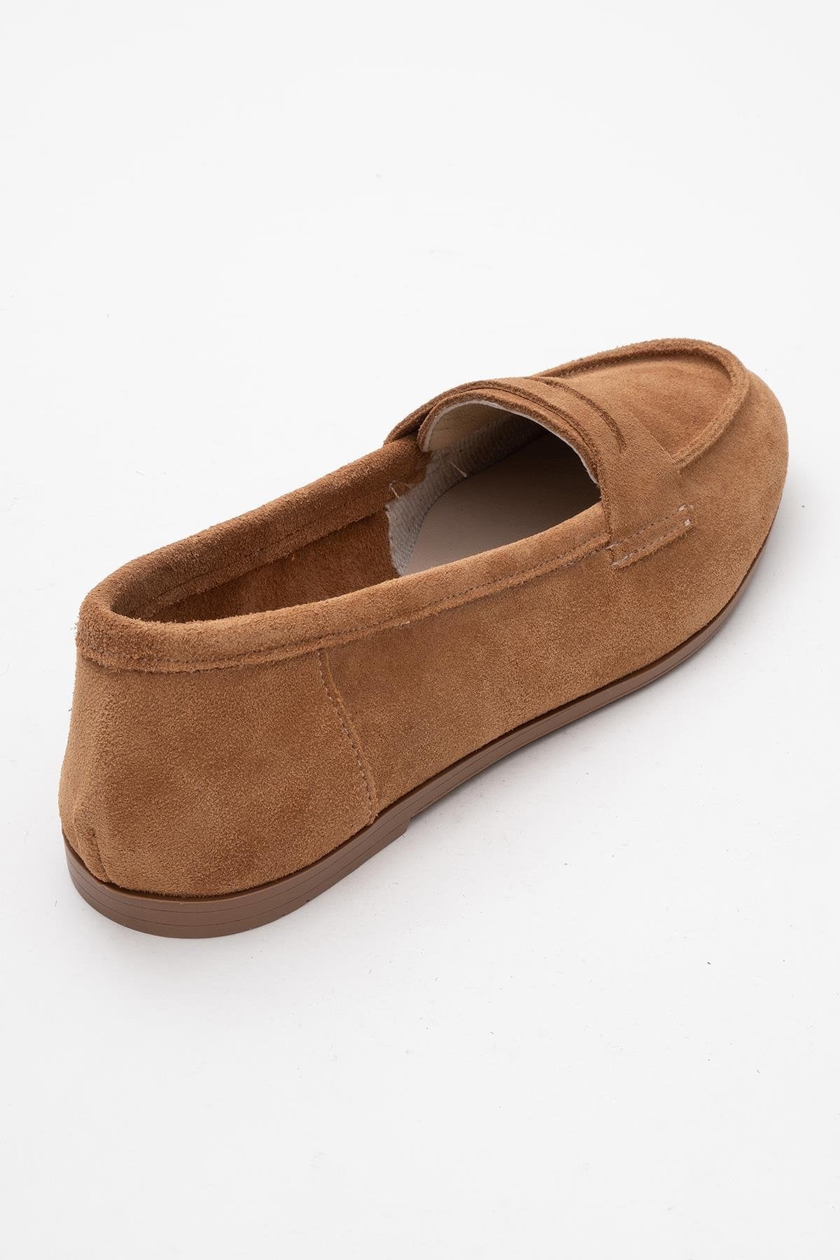 Tory - Taupe Suede Genuine Leather Loafer Shoe (Women) - Image 5