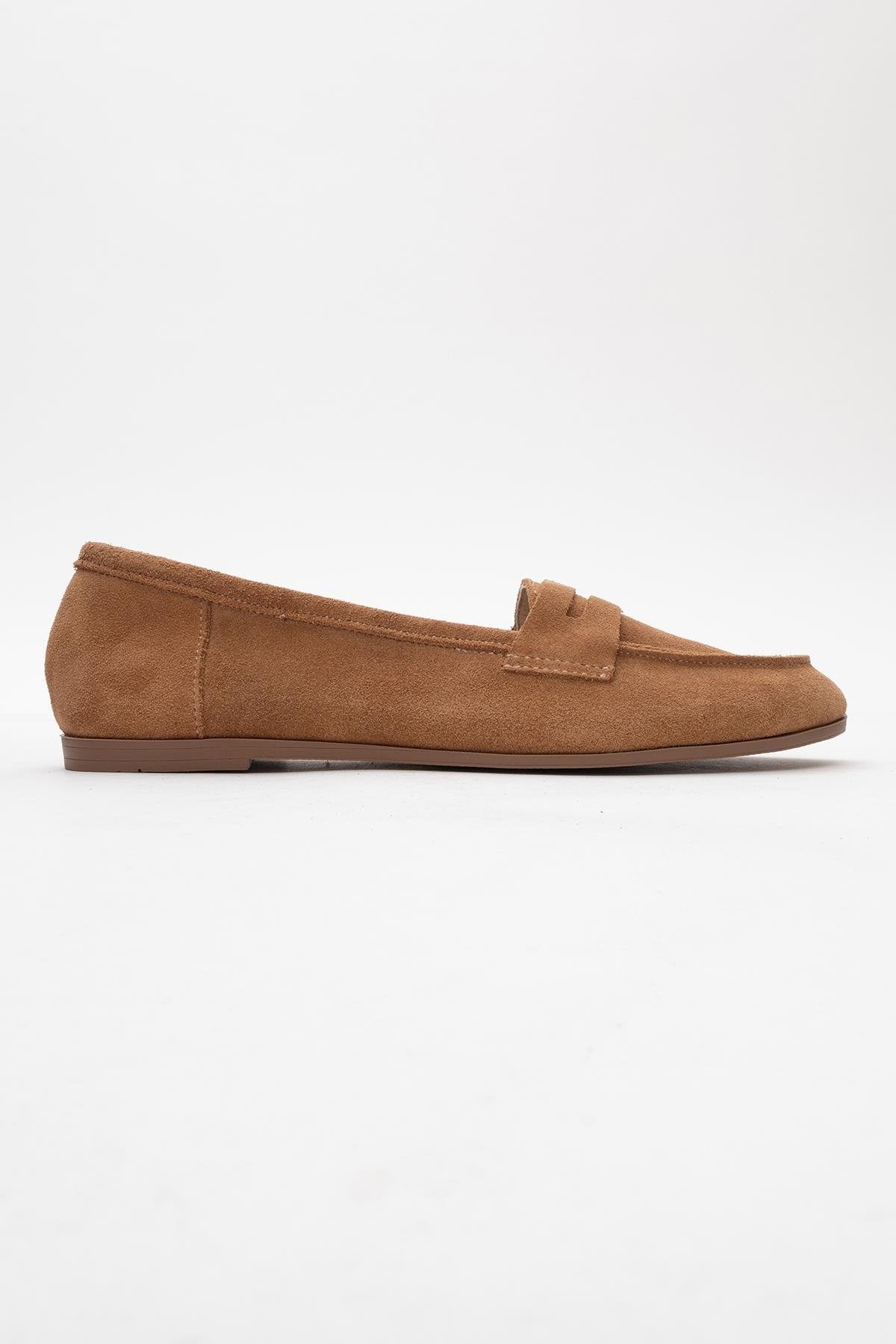 Tory - Taupe Suede Genuine Leather Loafer Shoe (Women) - Image 6