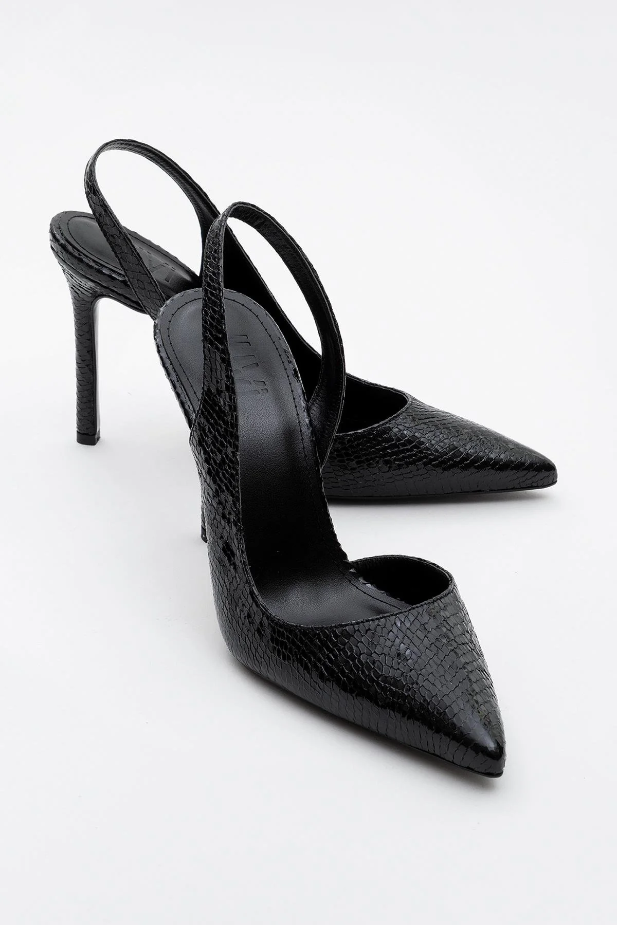 Twine - Black Patterned Heeled Shoe (Women)