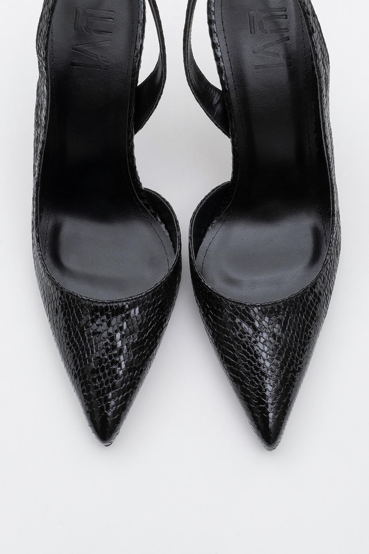 Twine - Black Patterned Heeled Shoe (Women) - Image 2