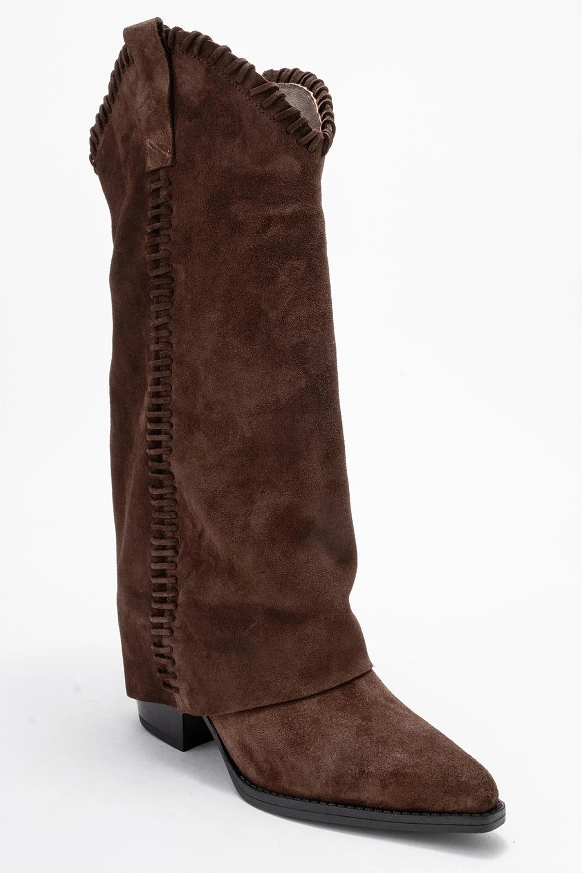 Tyler - Cognac Suede Genuine Leather Western Boot (Women) - Image 3