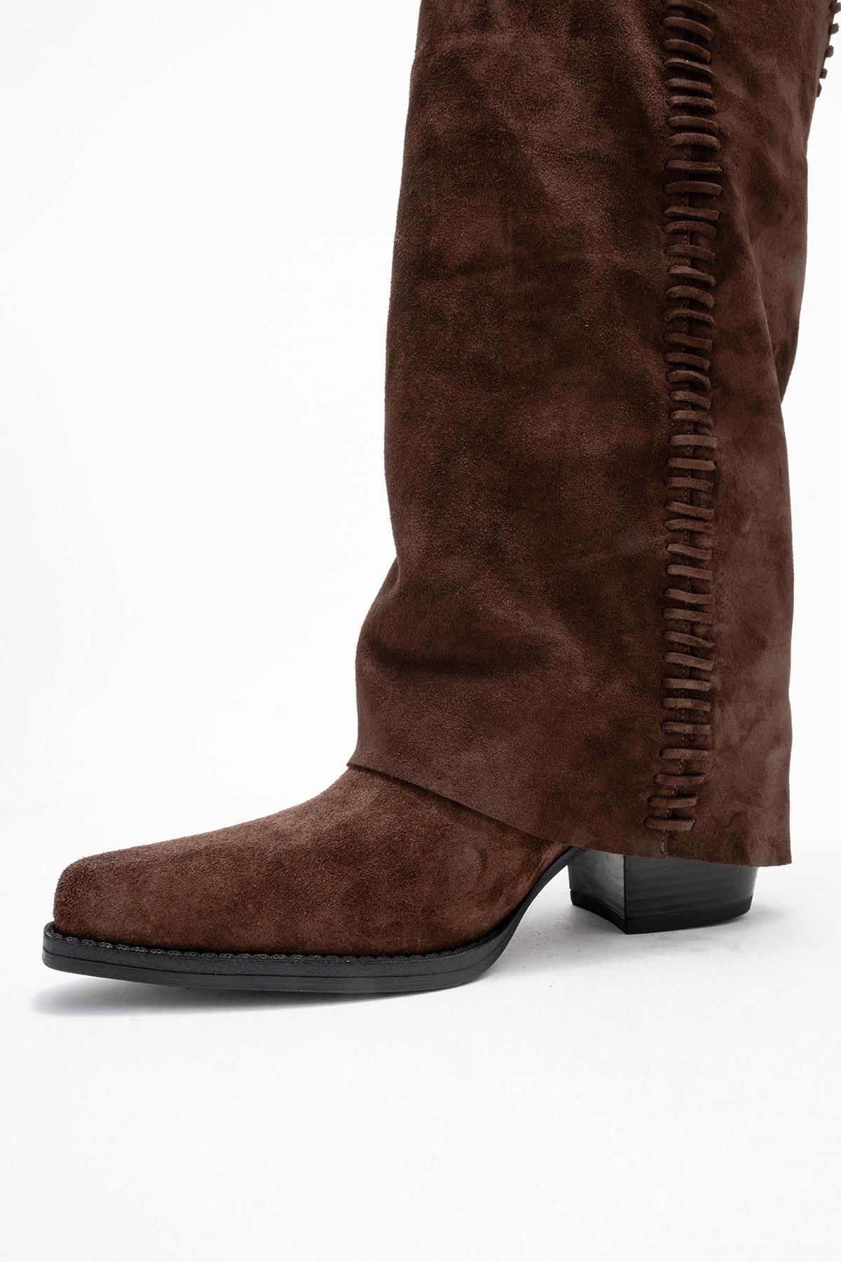 Tyler - Cognac Suede Genuine Leather Western Boot (Women) - Image 4