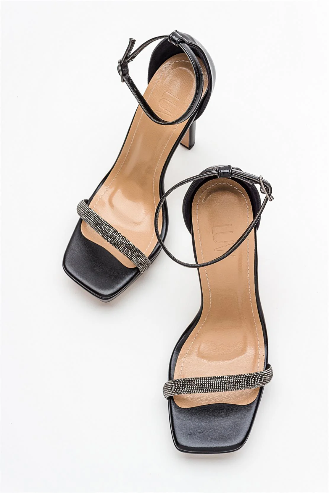Unos - Black Stone-Embellished Single-Strap High-Heel Evening Shoe (Women) - Image 4