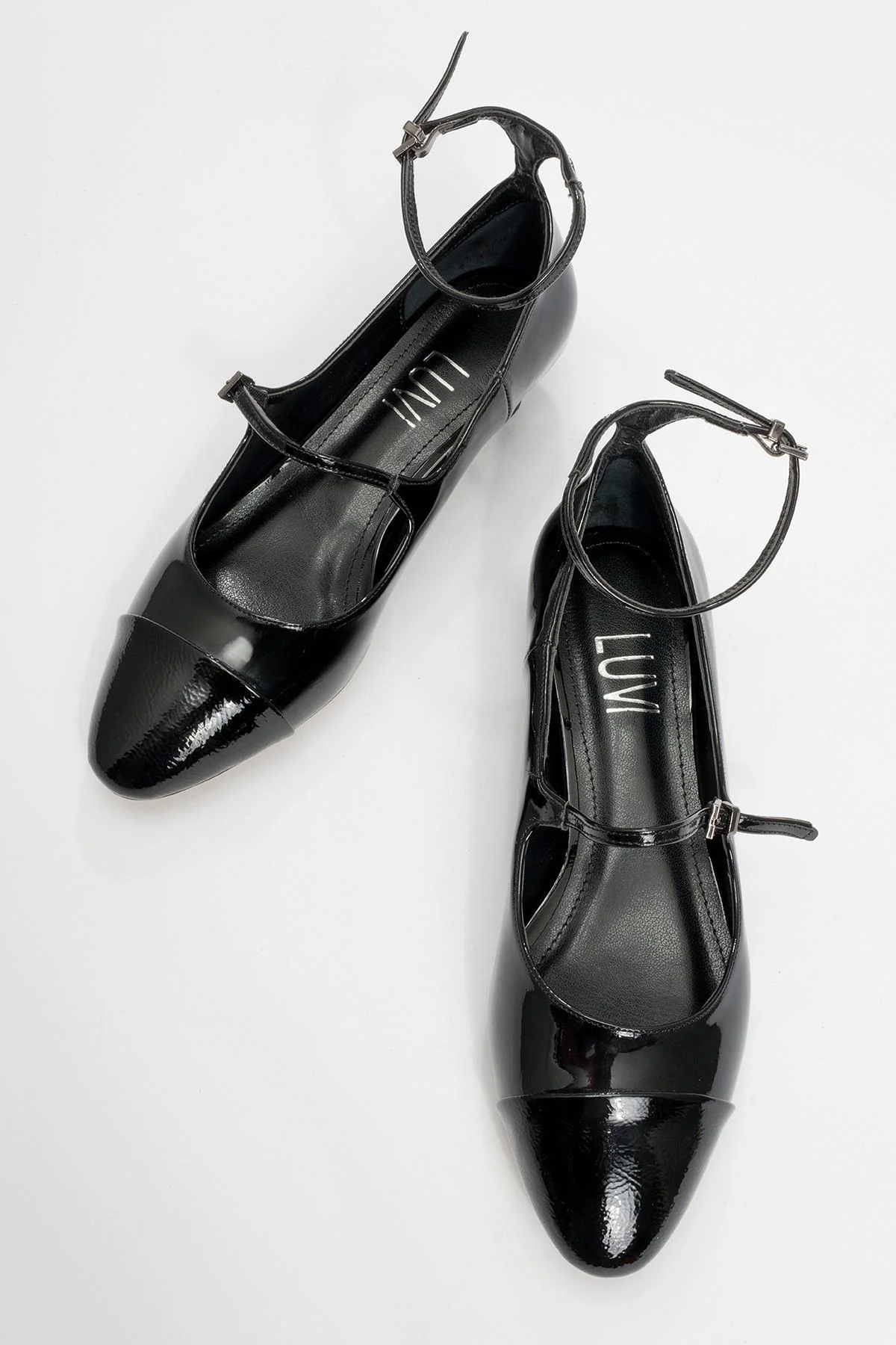 Uster - Black Patent Low Block Heel Shoe (Women) - Image 2