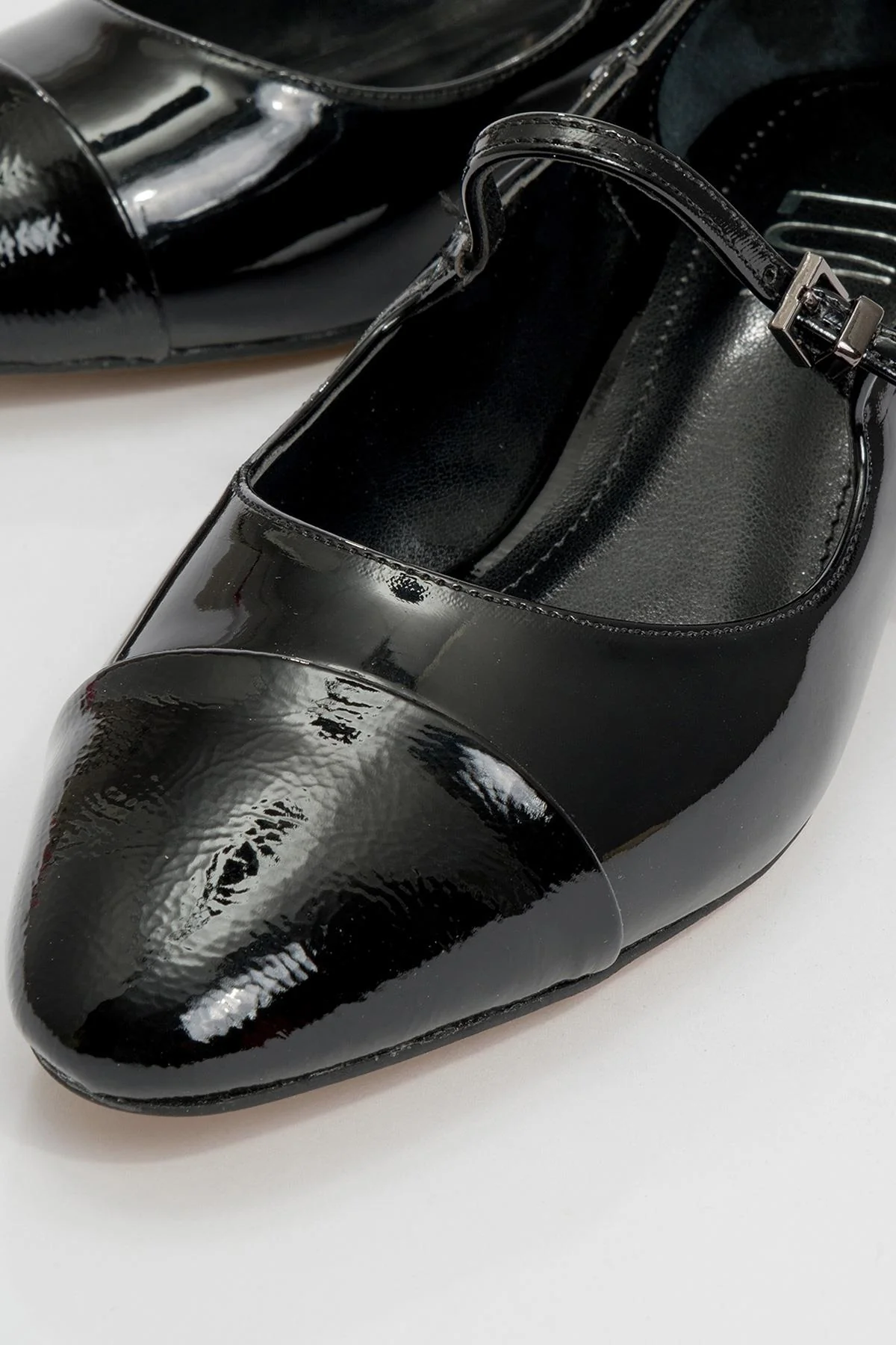 Uster - Black Patent Low Block Heel Shoe (Women) - Image 3