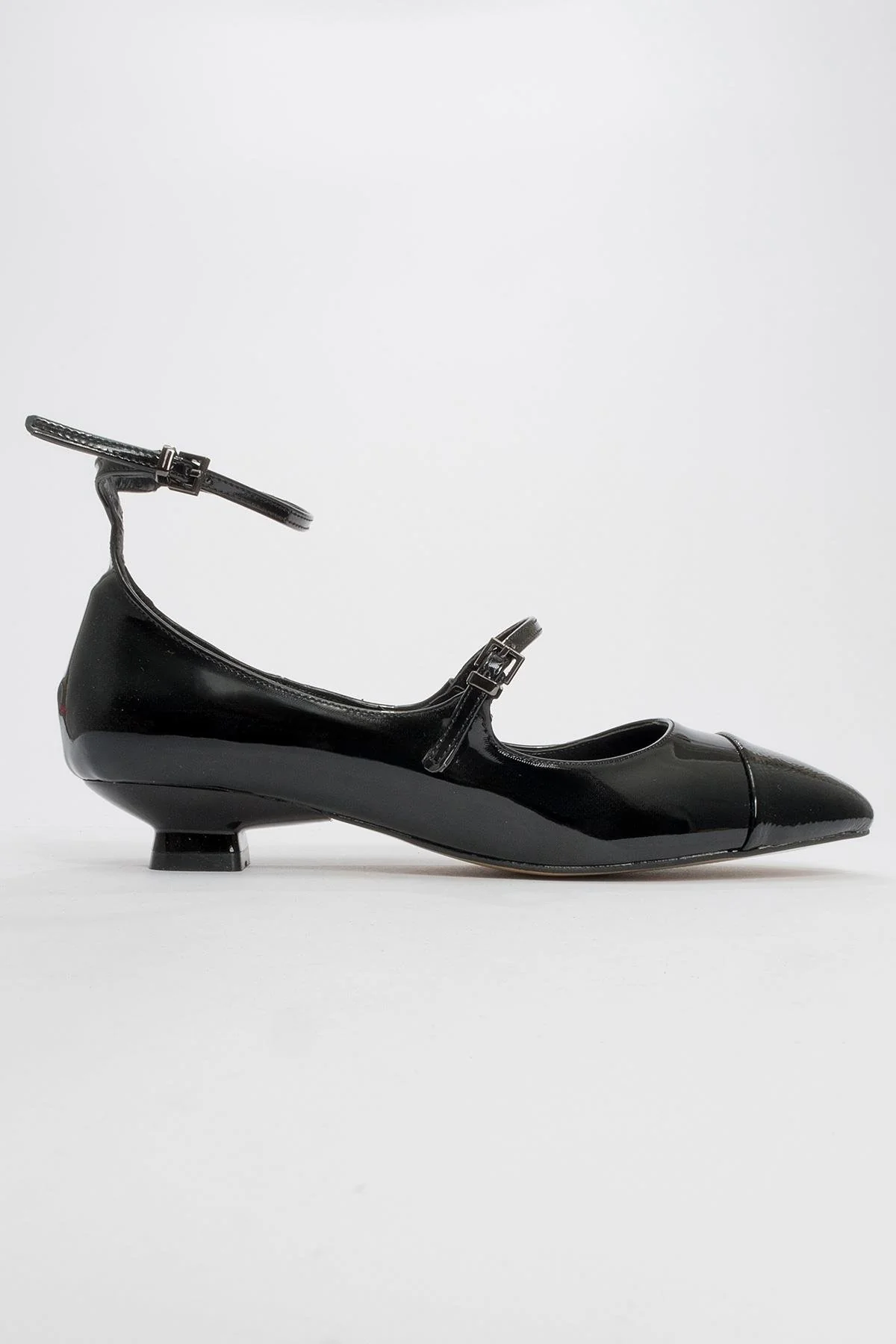 Uster - Black Patent Low Block Heel Shoe (Women) - Image 4