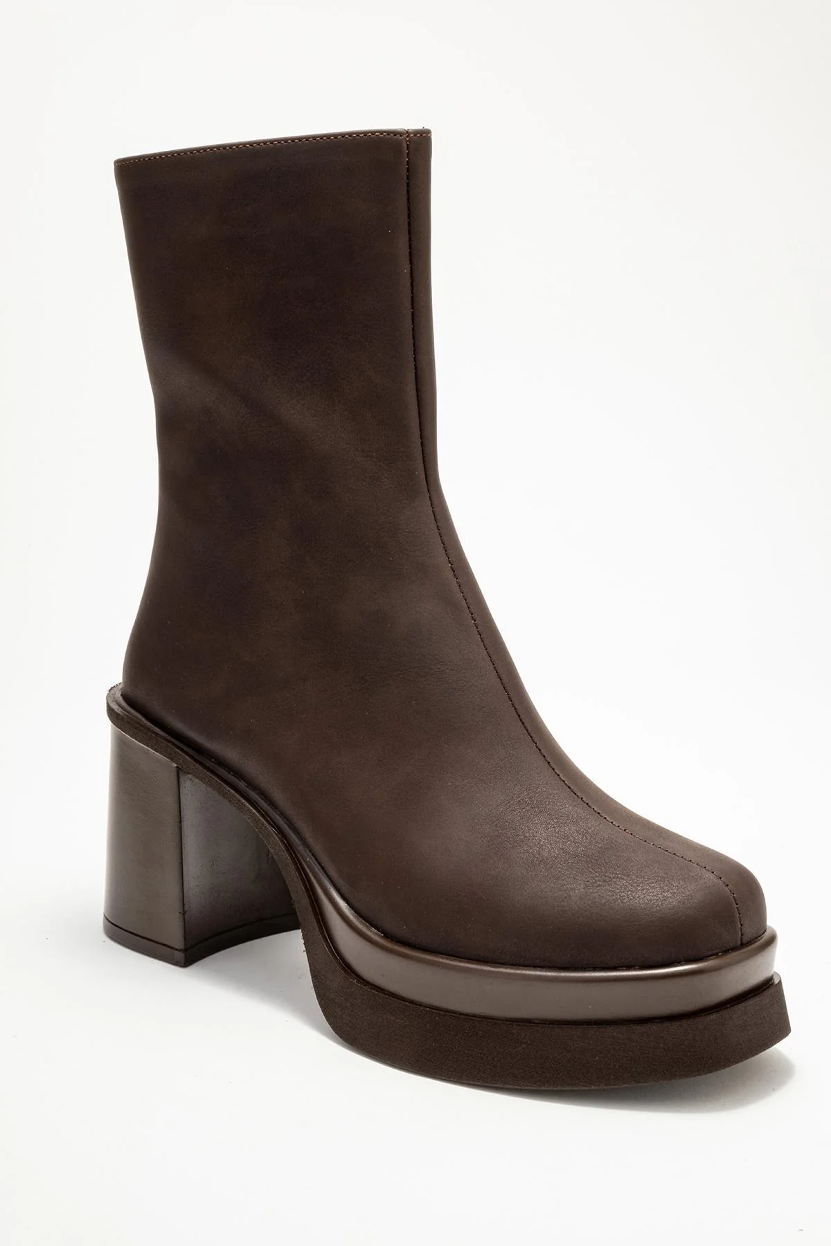 Valen - Brown Nubuck Platform Heel Boot (Women) - Image 3
