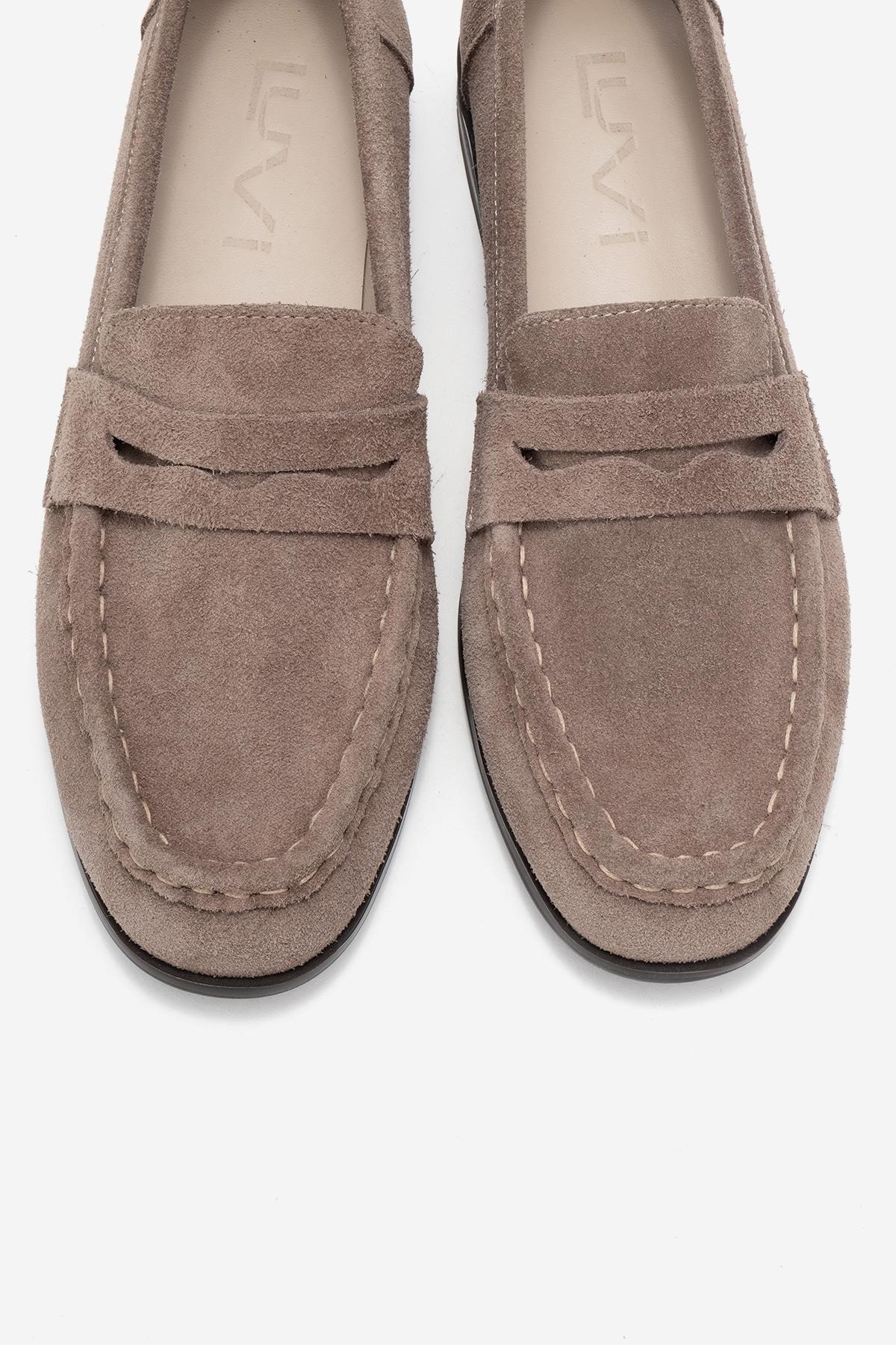 Valia - Taupe Suede Genuine Leather Loafer (Women) - Image 2