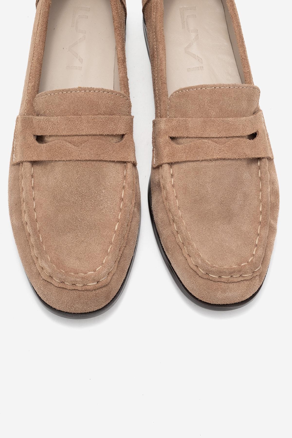 Valia - Taupe Suede Genuine Leather Loafer (Women) - Image 2