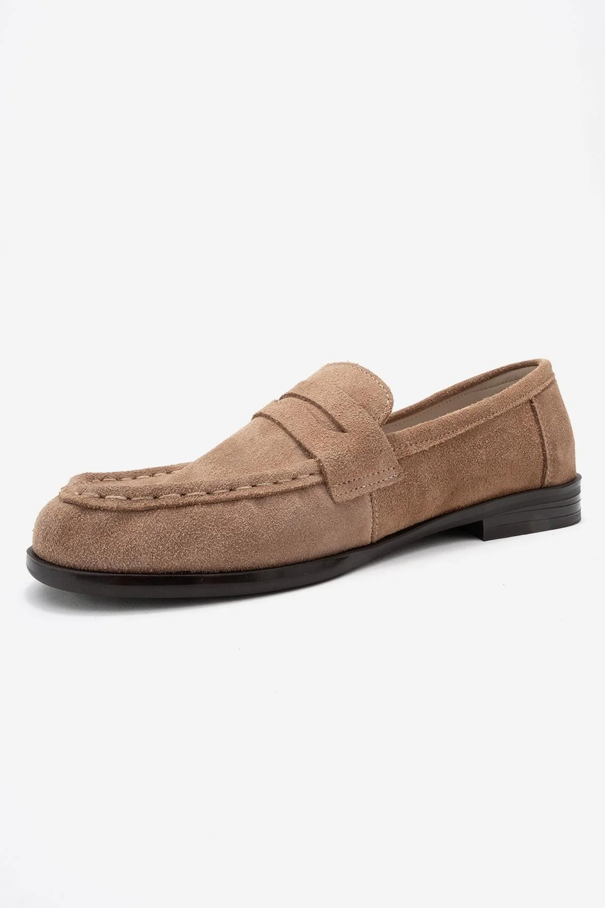 Valia - Taupe Suede Genuine Leather Loafer (Women) - Image 4