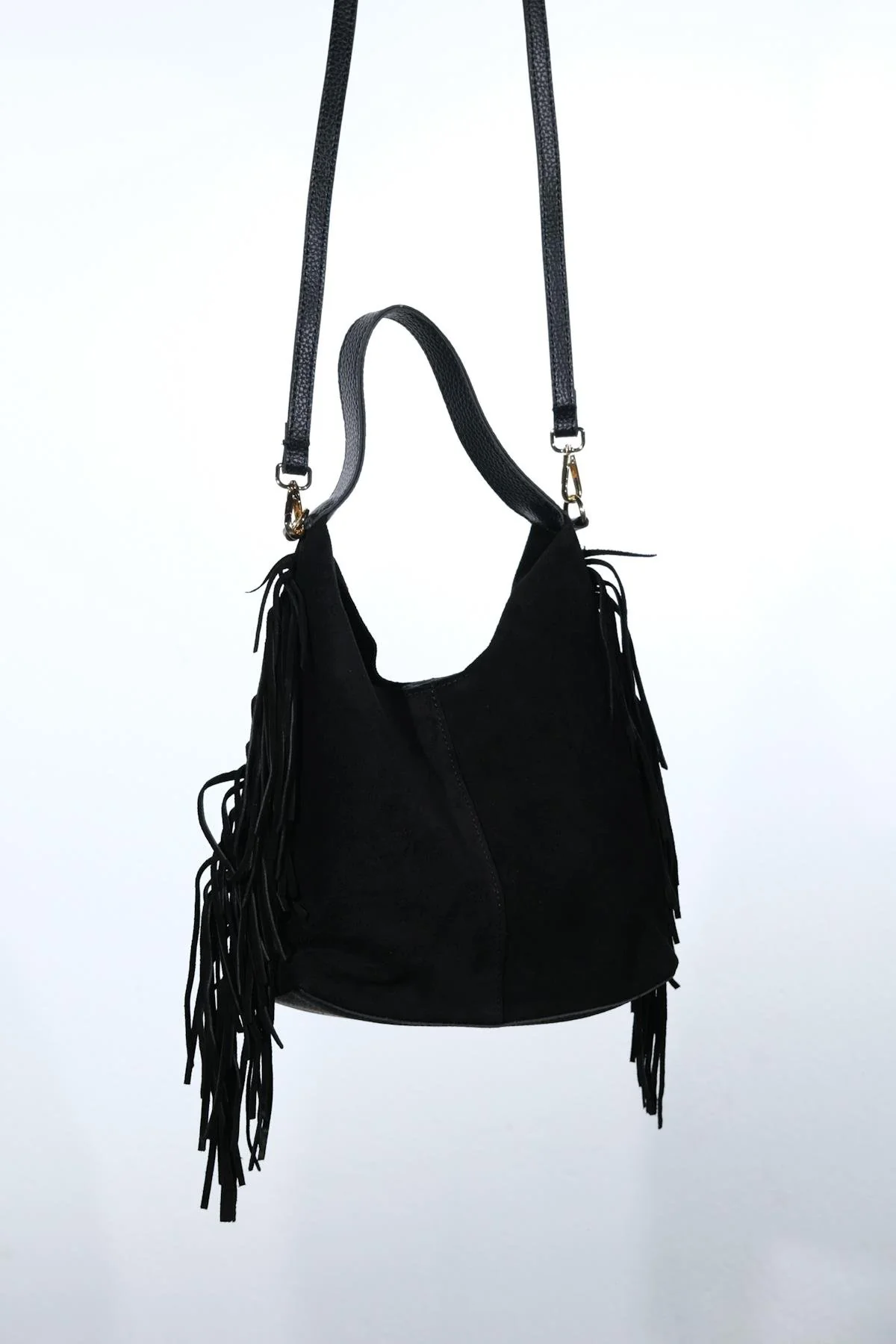 VALS - Black Genuine Suede Leather Shoulder Bag (Women) - Image 6