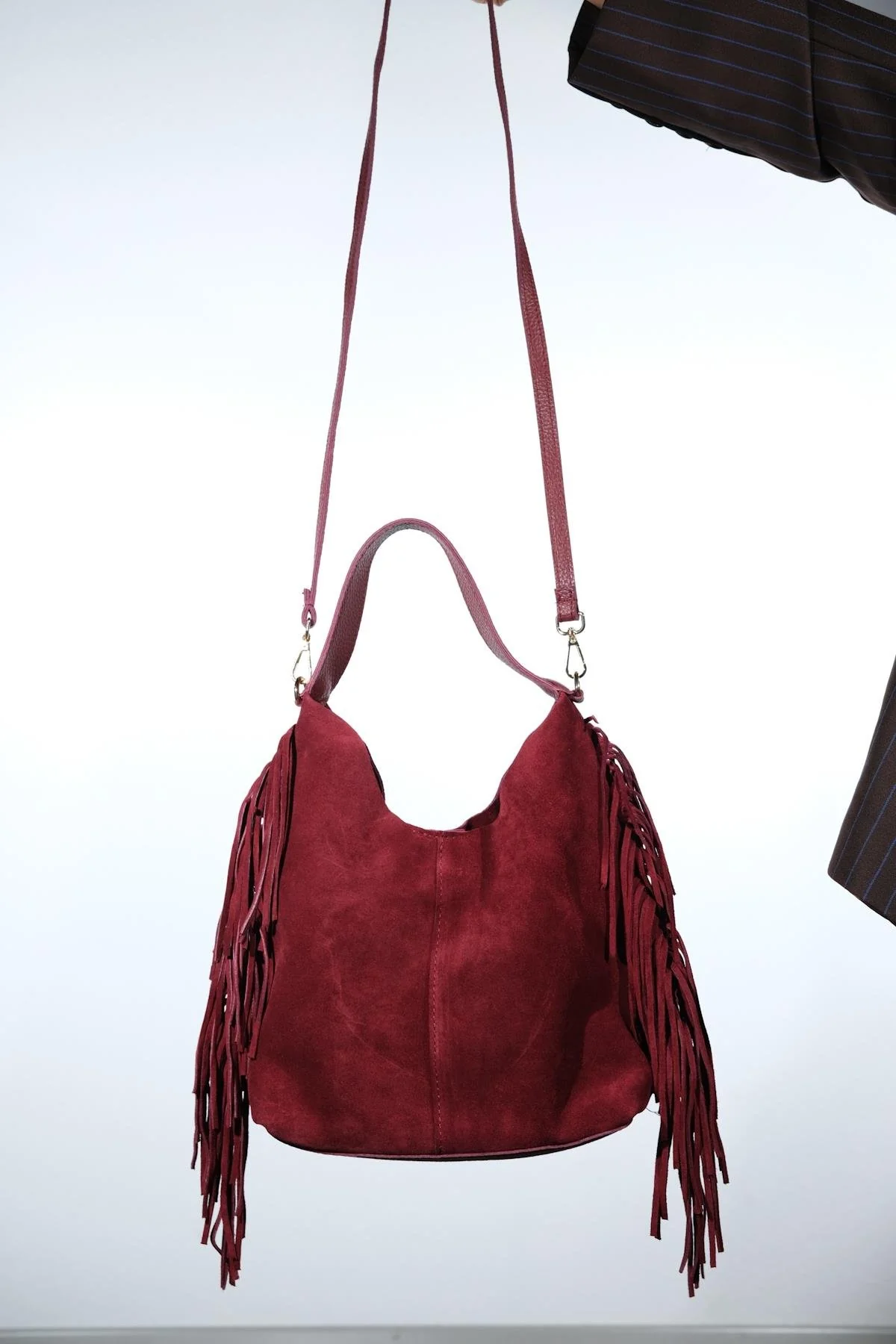 VALS - Burgundy Genuine Suede Leather Shoulder Bag (Women) - Image 4