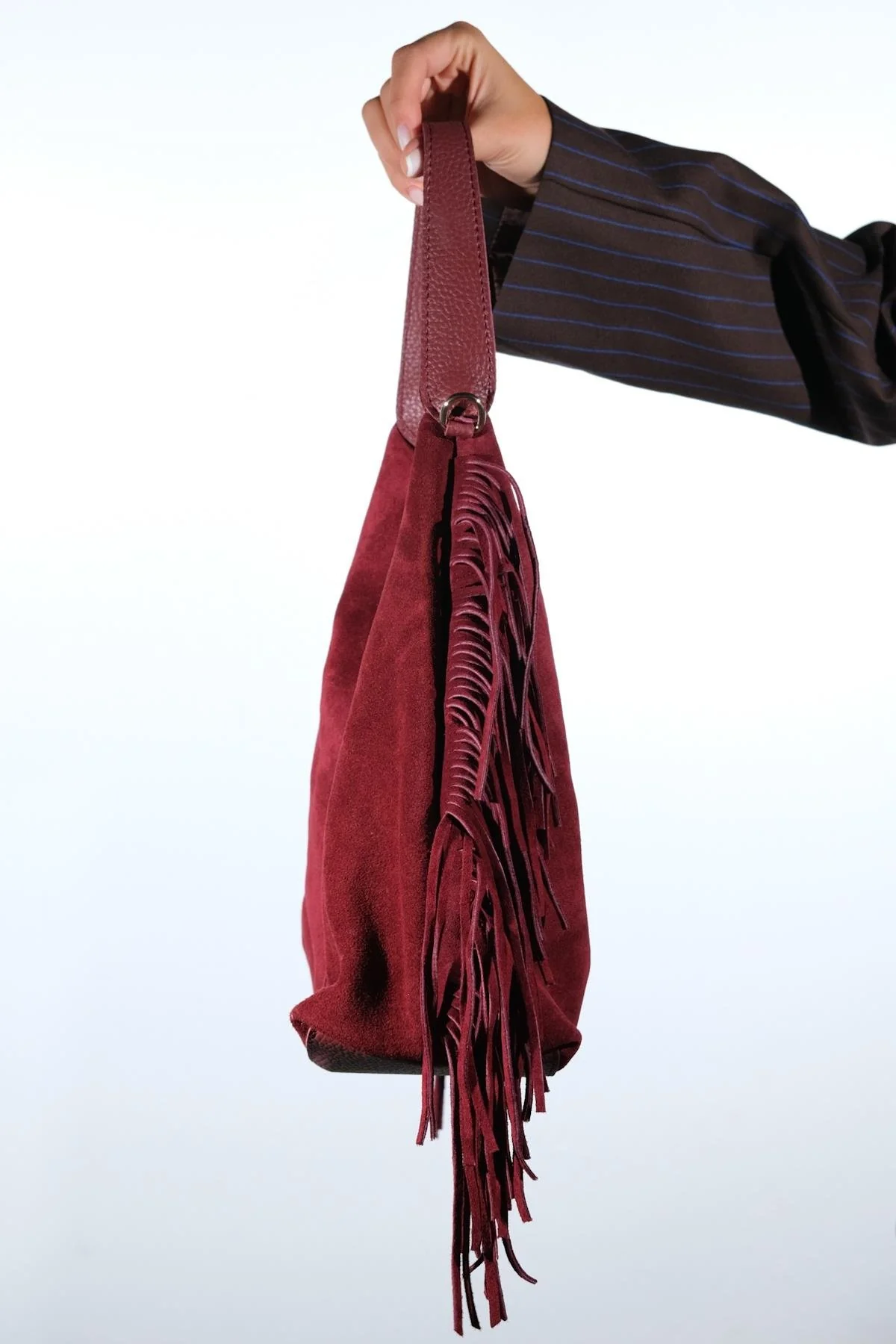 VALS - Burgundy Genuine Suede Leather Shoulder Bag (Women) - Image 5