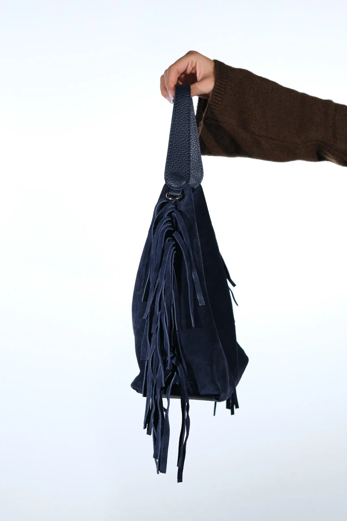 VALS - Navy Genuine Suede Leather Shoulder Bag (Women) - Image 4