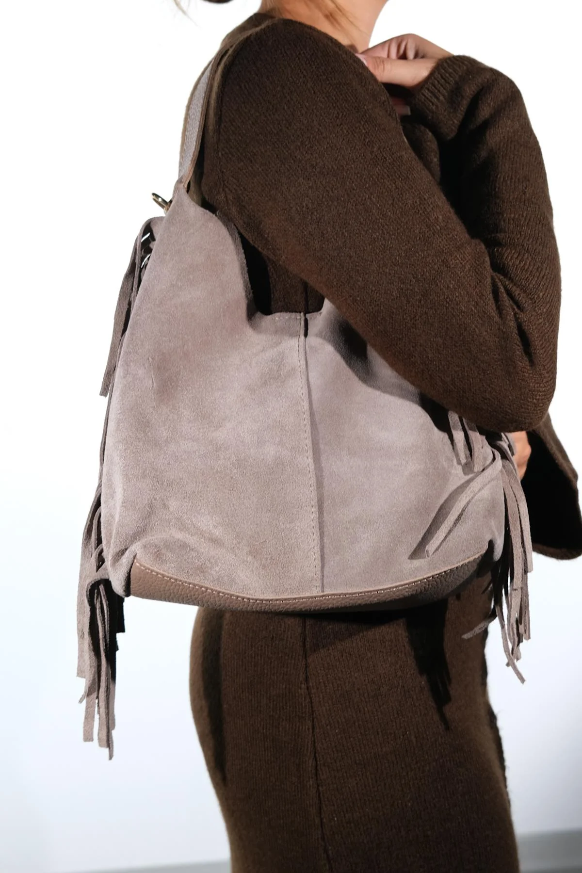 VALS - Taupe Genuine Leather Shoulder Bag (Women) - Image 2