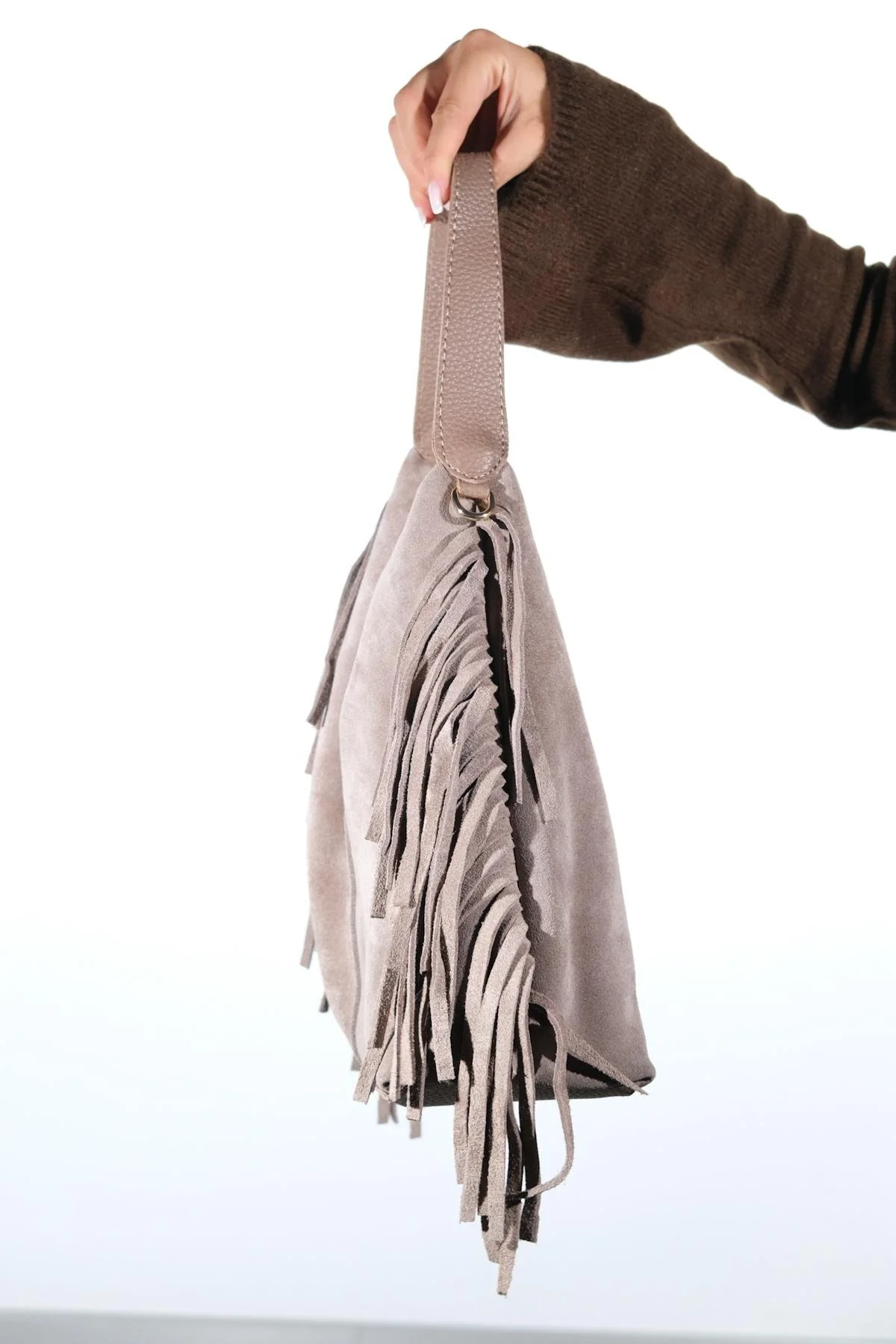 VALS - Taupe Genuine Leather Shoulder Bag (Women) - Image 5