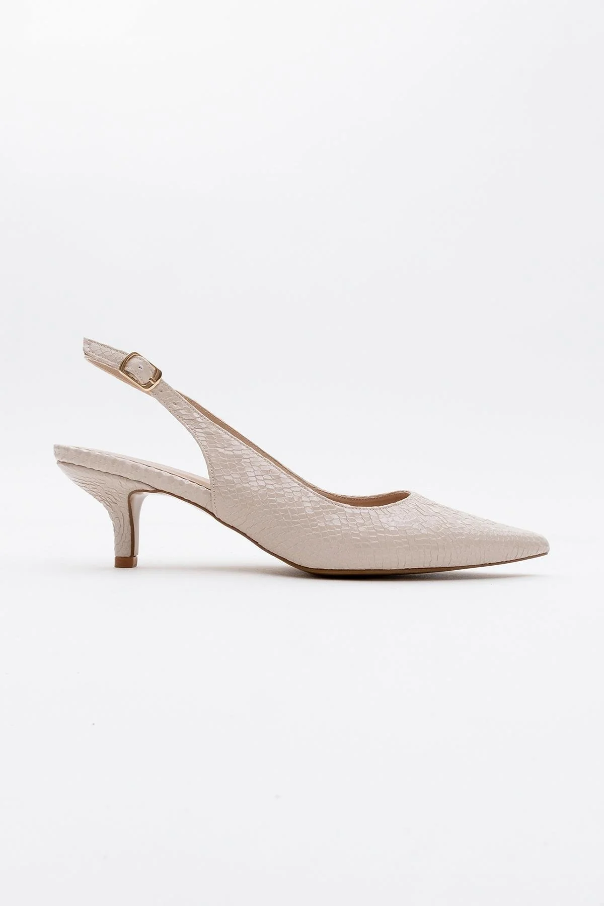Value - Beige Patterned Heeled Shoe (Women) - Image 5