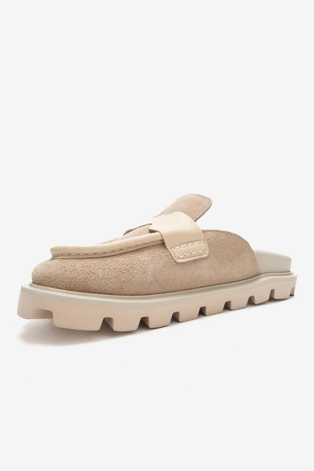 VELA - Beige Genuine Suede Leather Low Heel Mule (Women) - Image 4