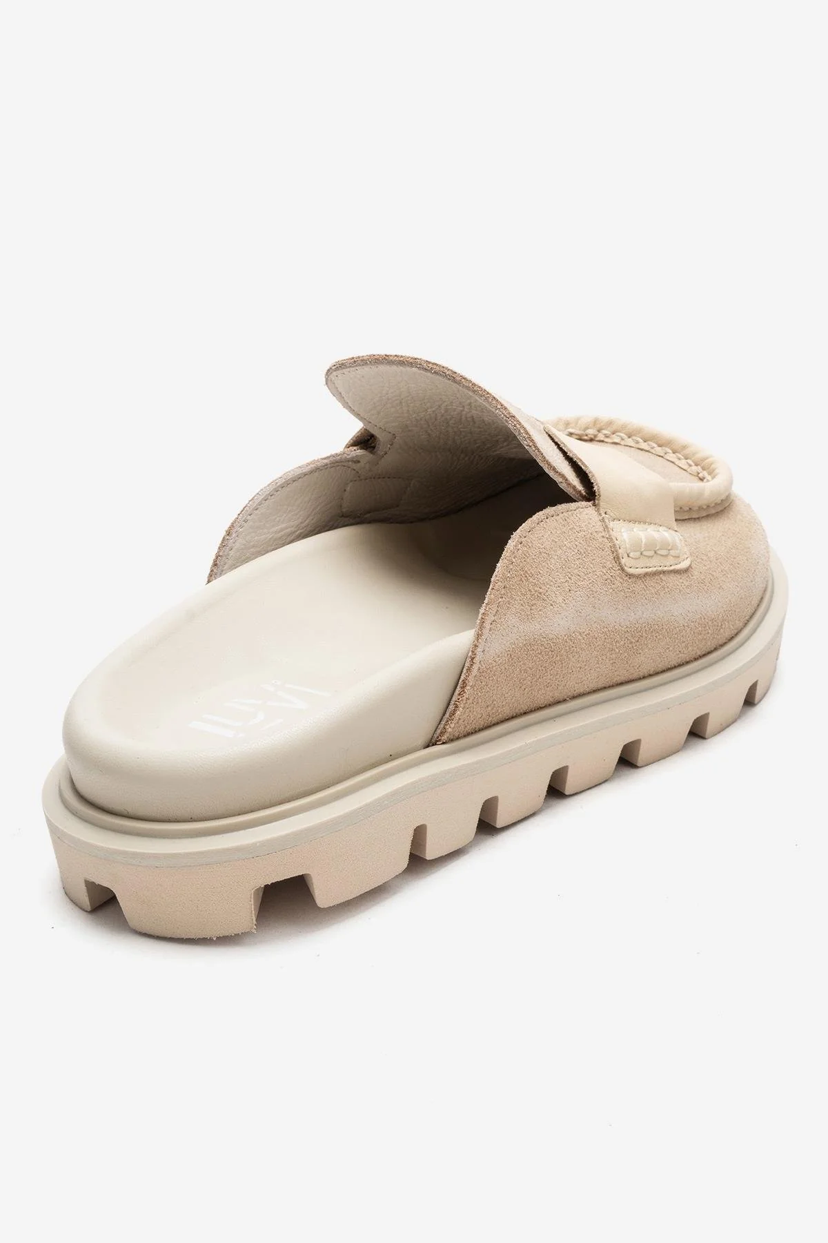 VELA - Beige Genuine Suede Leather Low Heel Mule (Women) - Image 5
