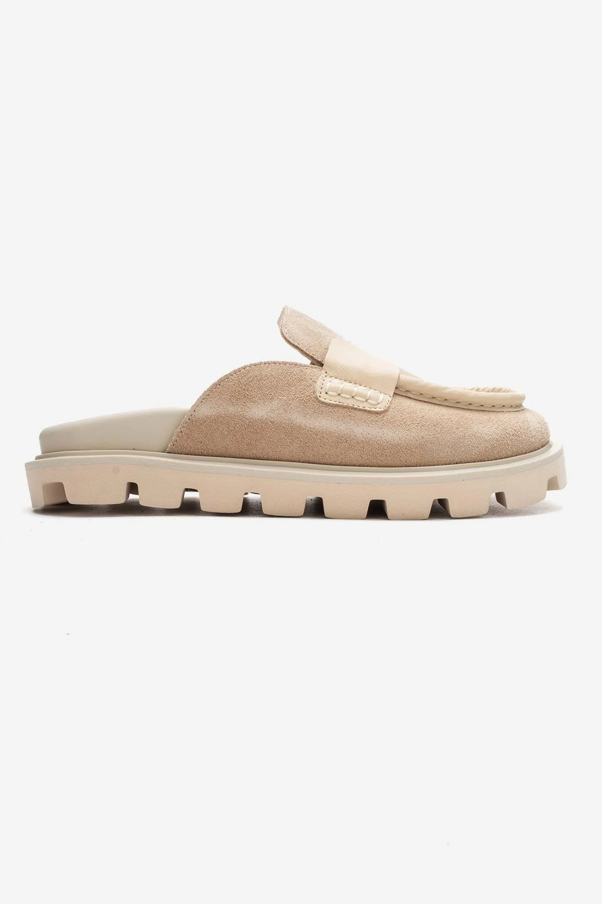 VELA - Beige Genuine Suede Leather Low Heel Mule (Women) - Image 6