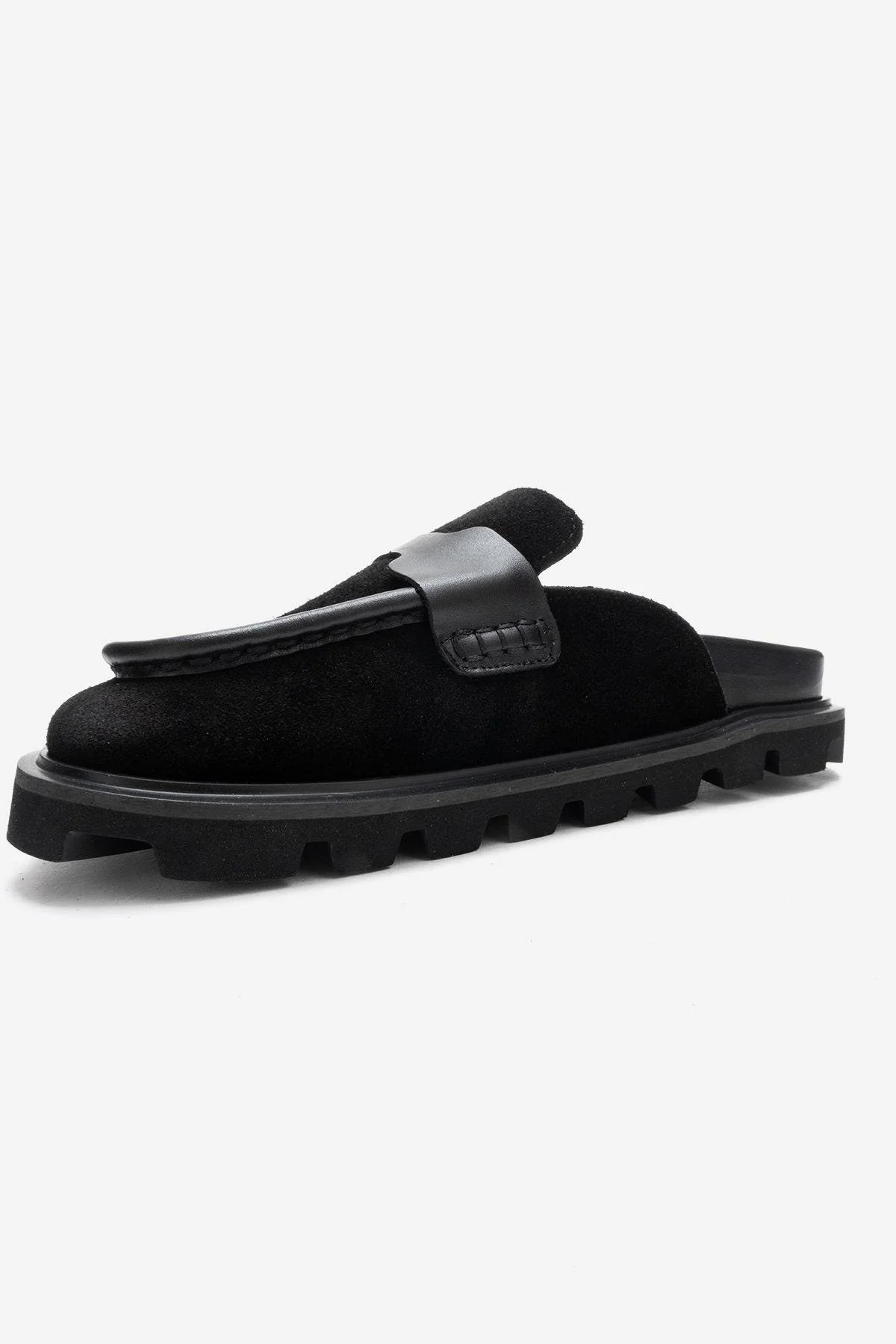 VELA - Black Genuine Suede Leather Low Heel Mule (Women) - Image 4