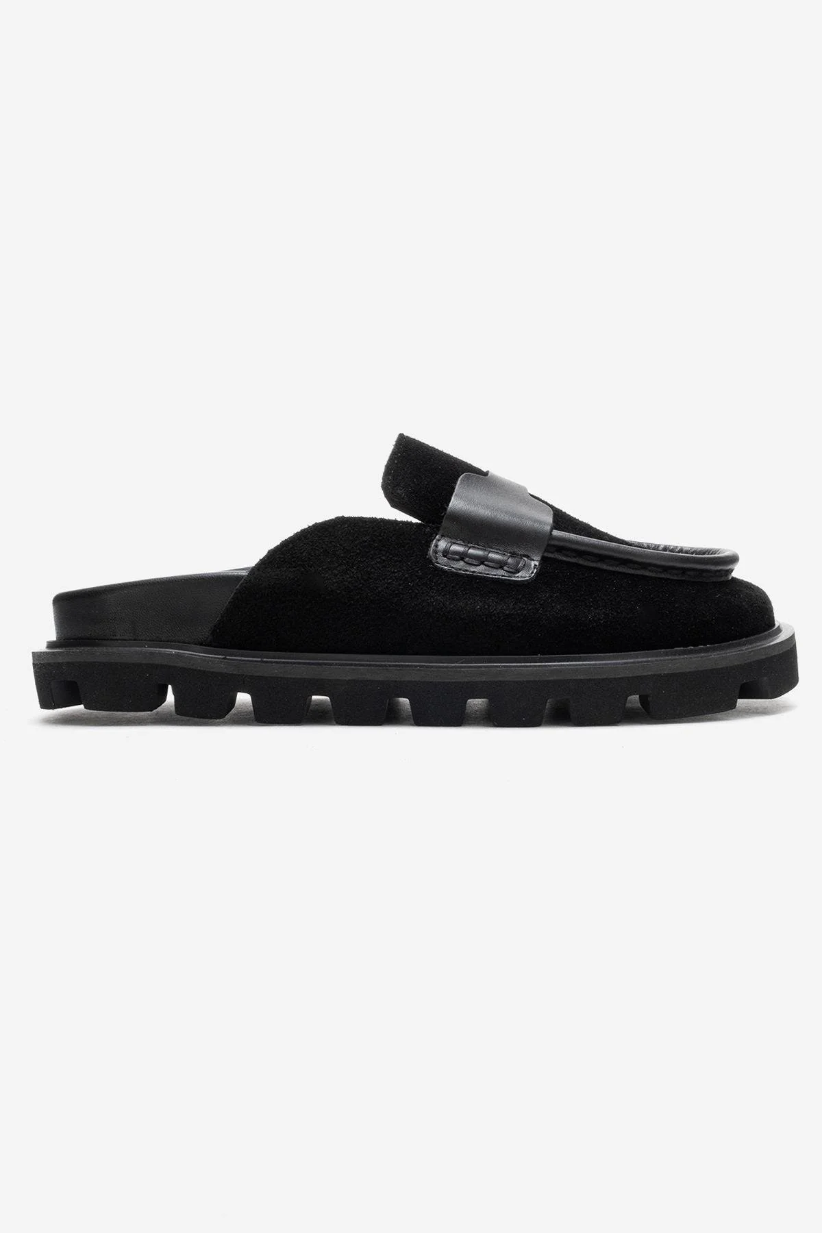 VELA - Black Genuine Suede Leather Low Heel Mule (Women) - Image 6