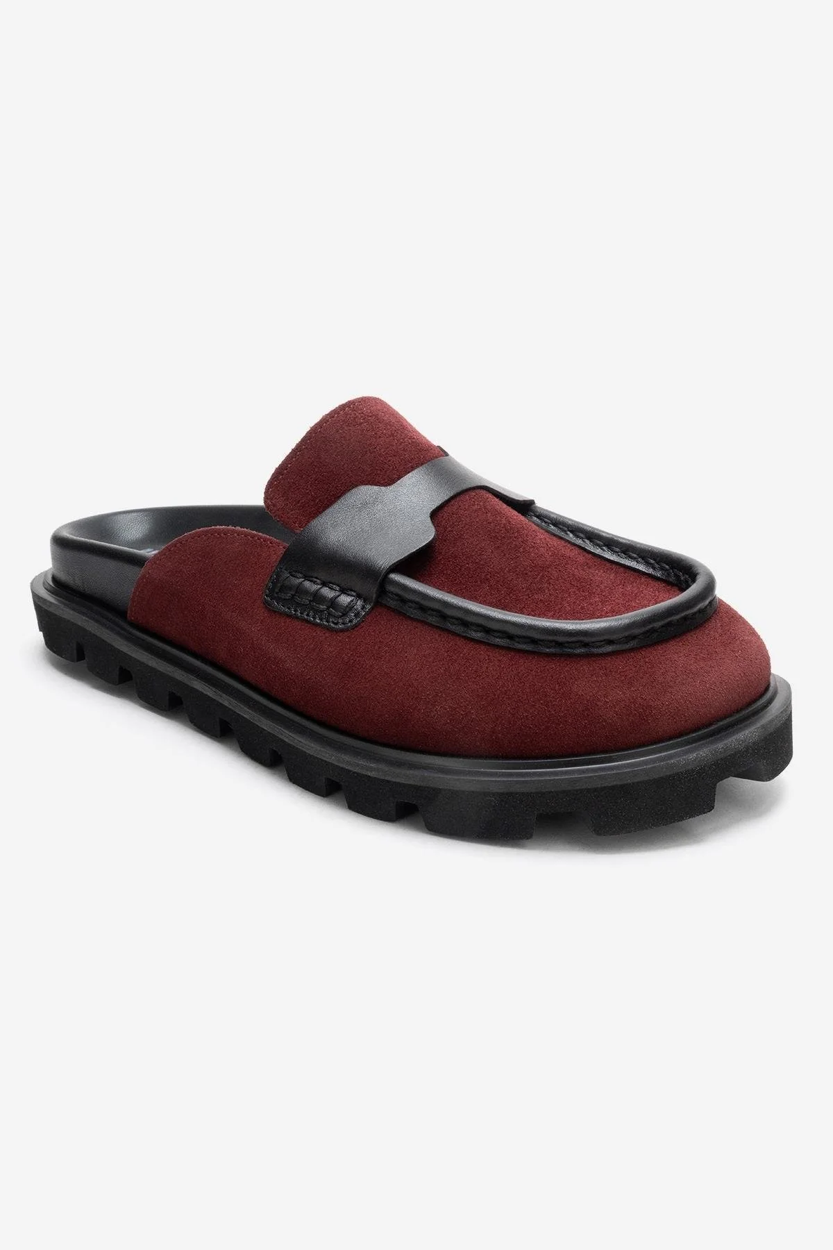 VELA - Burgundy Genuine Suede Leather Low Heel Mule (Women) - Image 3