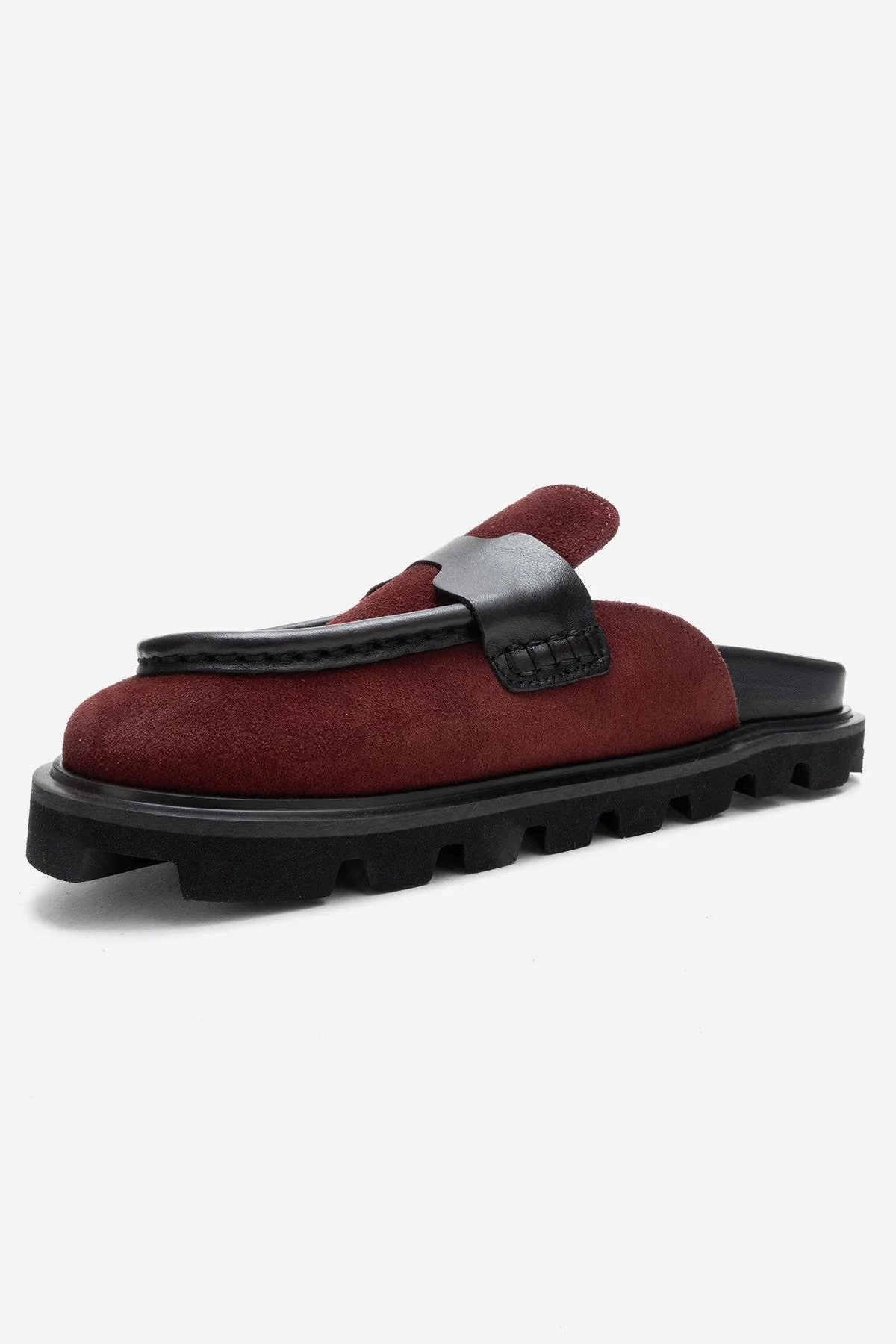 VELA - Burgundy Genuine Suede Leather Low Heel Mule (Women) - Image 4
