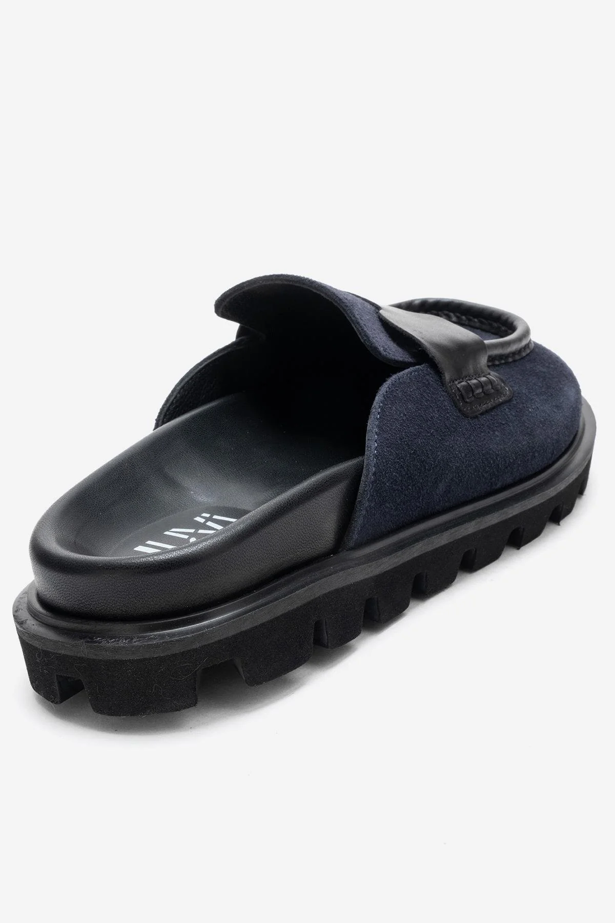 VELA - Navy Genuine Suede Leather Low Heel Mule (Women) - Image 5