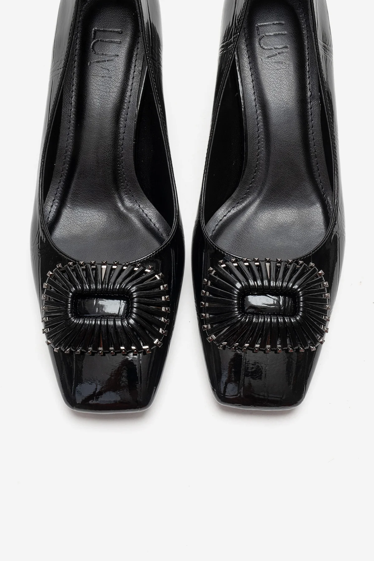 VELORA - Black Buckled Block Heel Shoe (Women) - Image 2