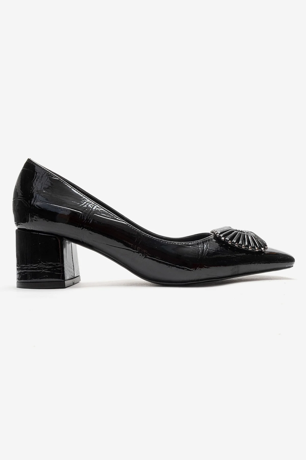 VELORA - Black Buckled Block Heel Shoe (Women) - Image 4