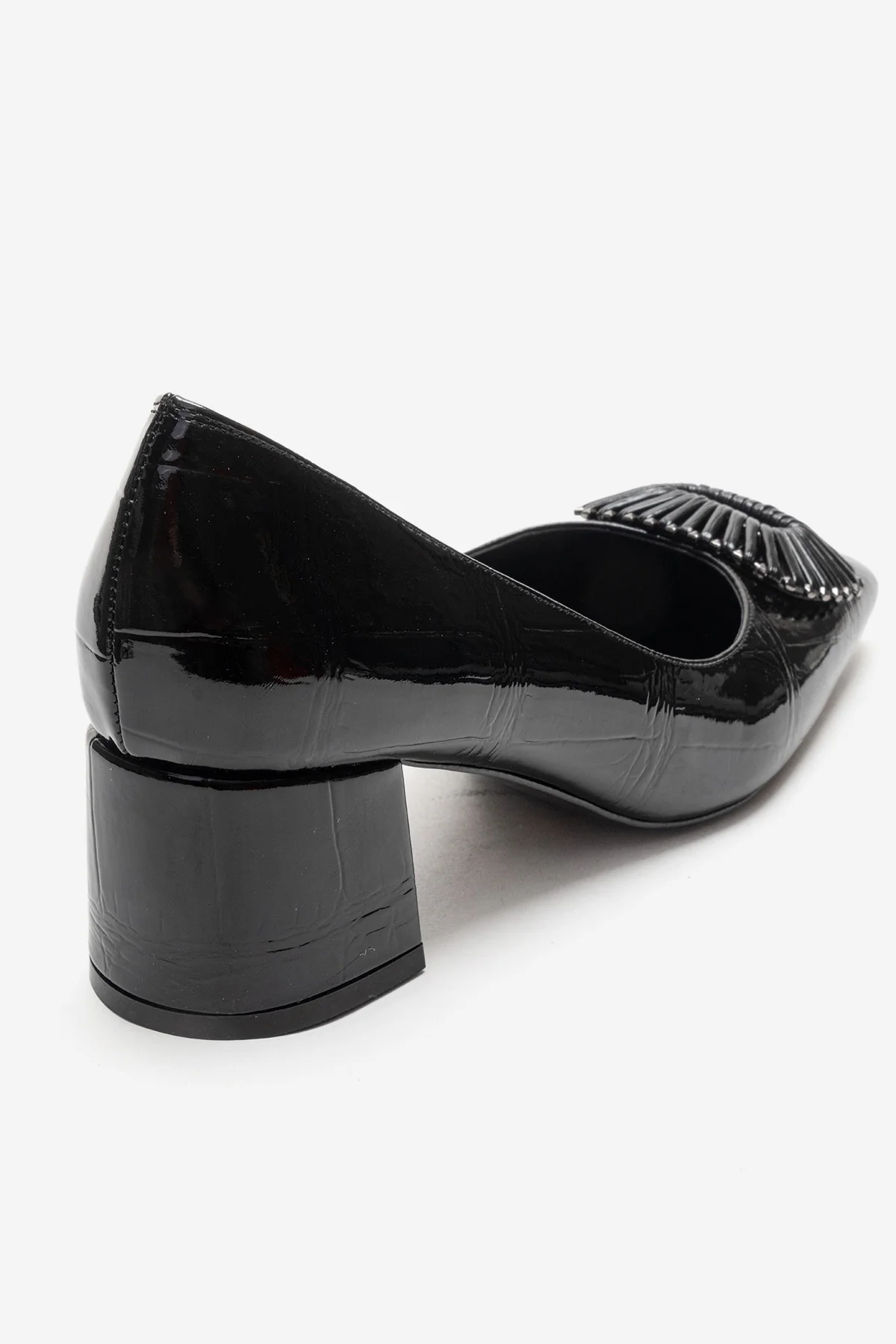 VELORA - Black Buckled Block Heel Shoe (Women) - Image 5