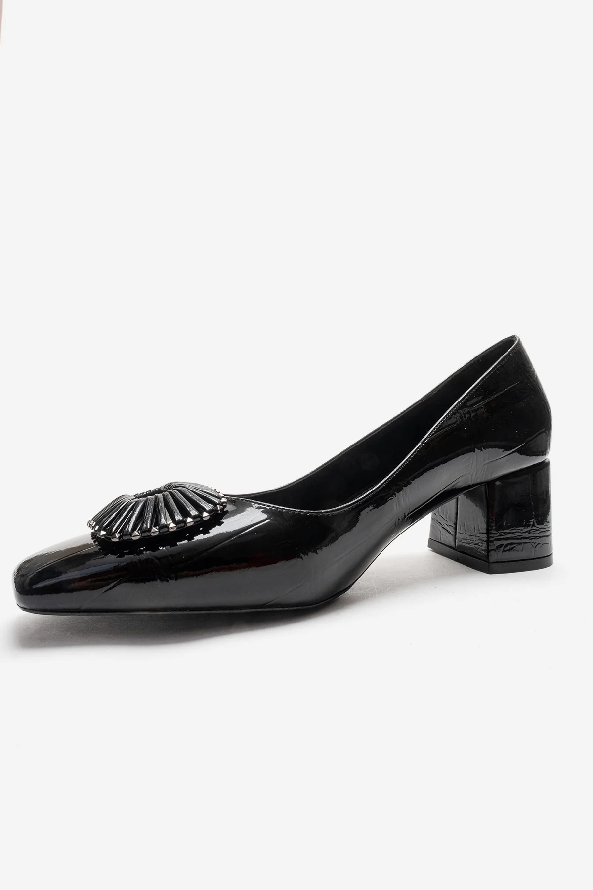 VELORA - Black Buckled Block Heel Shoe (Women) - Image 6