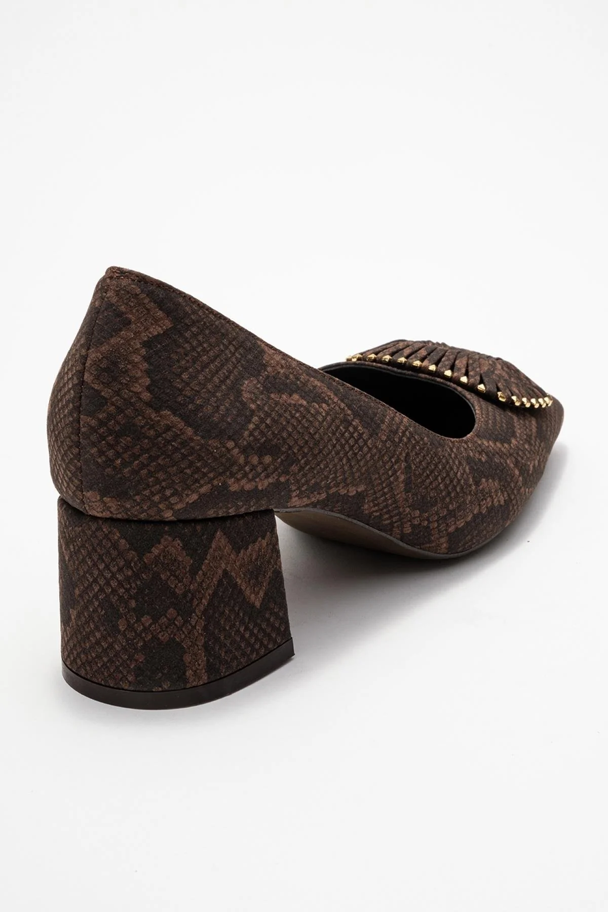 Velora - Brown Patterned Buckled Block Heel Shoe (Women) - Image 5