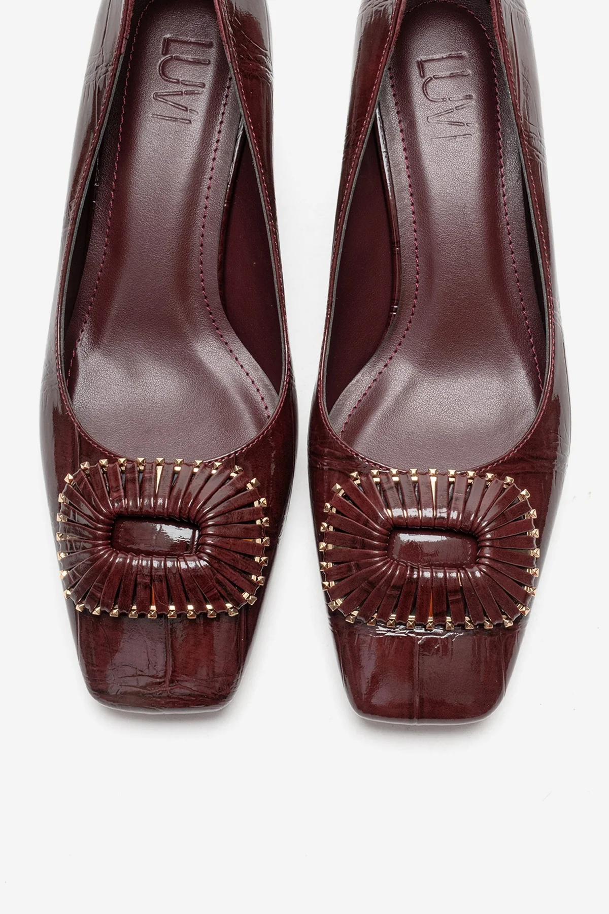VELORA - Burgundy Buckled Block Heel Shoe (Women) - Image 2