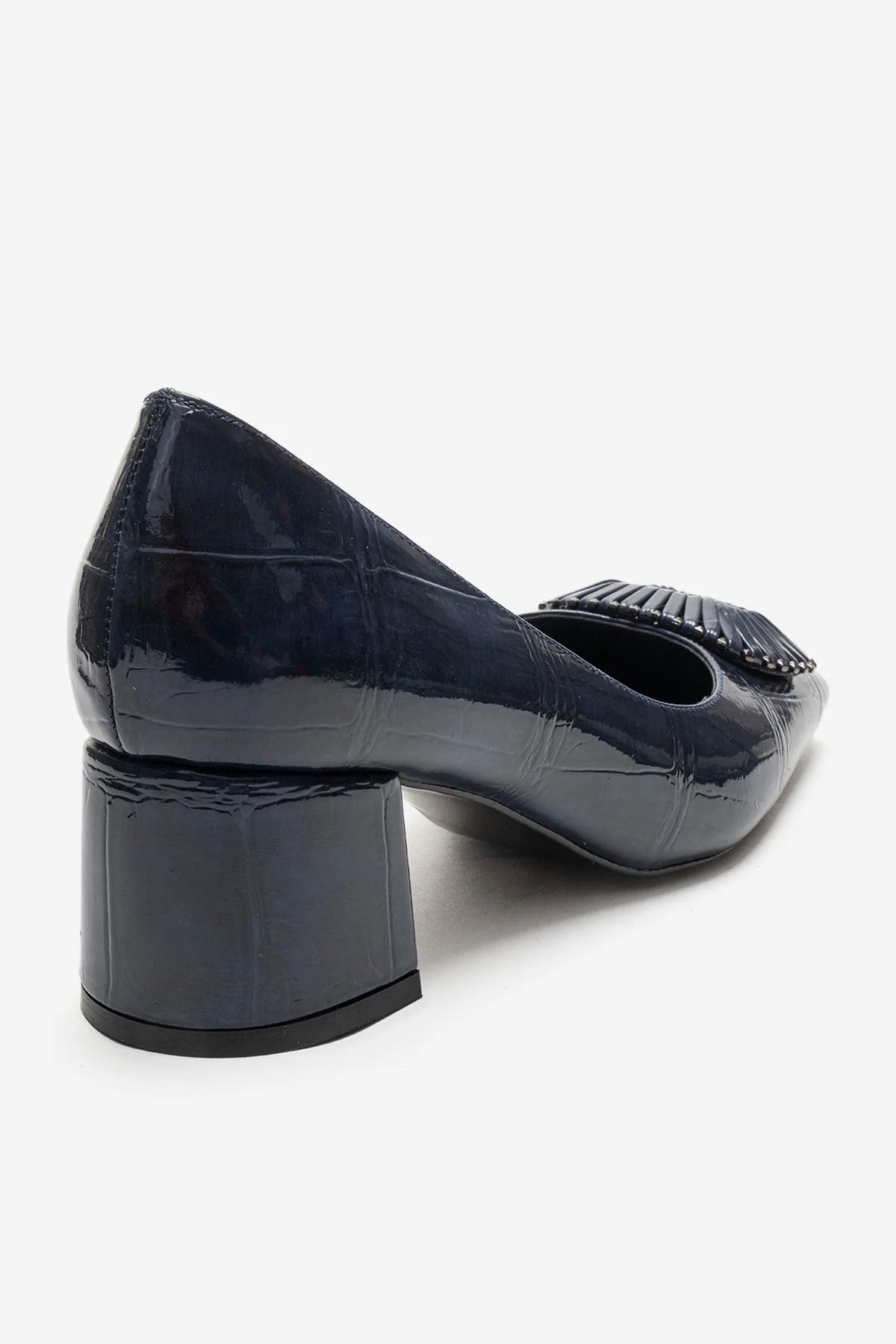 VELORA - Navy Buckled Block Heel Shoe (Women) - Image 5