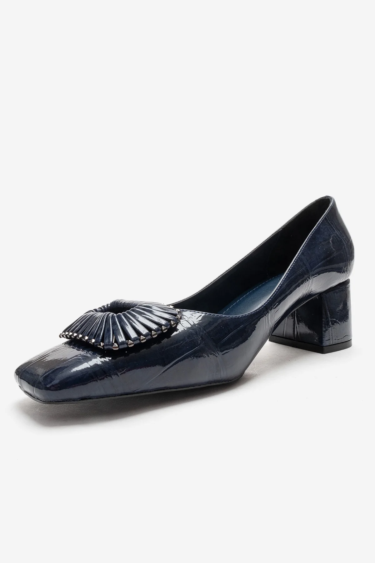VELORA - Navy Buckled Block Heel Shoe (Women) - Image 6