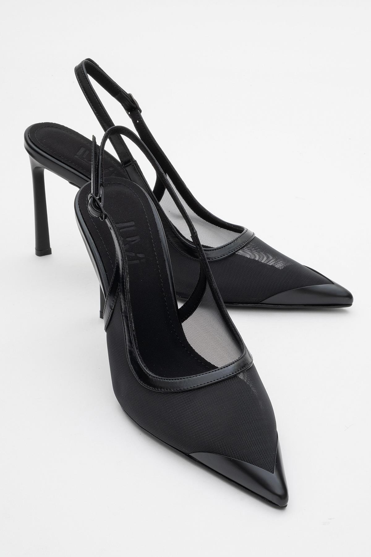 Venas - Black Mesh Slingback Stiletto (Women)