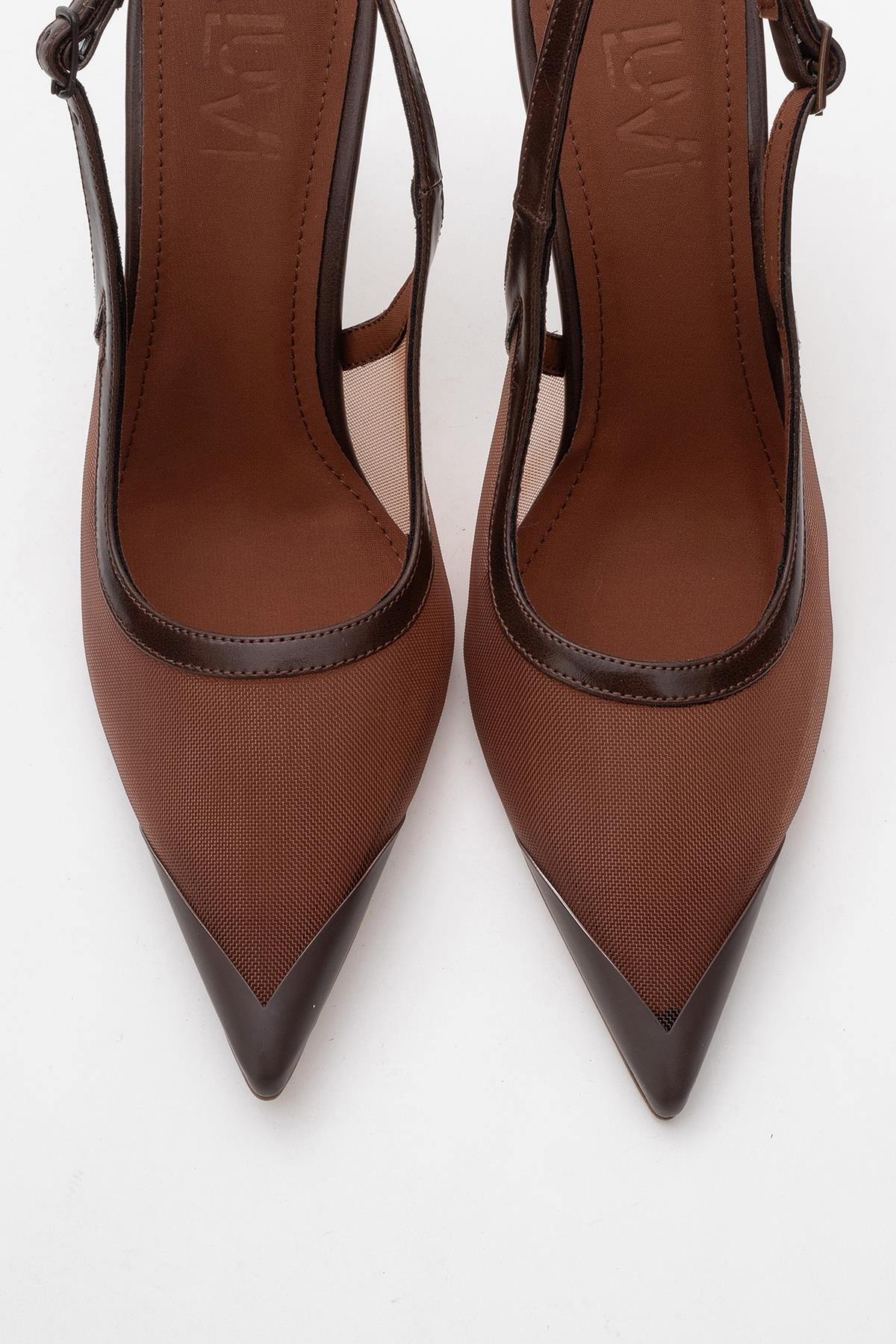 Venas - Brown Mesh Slingback High Heel (Women) - Image 2