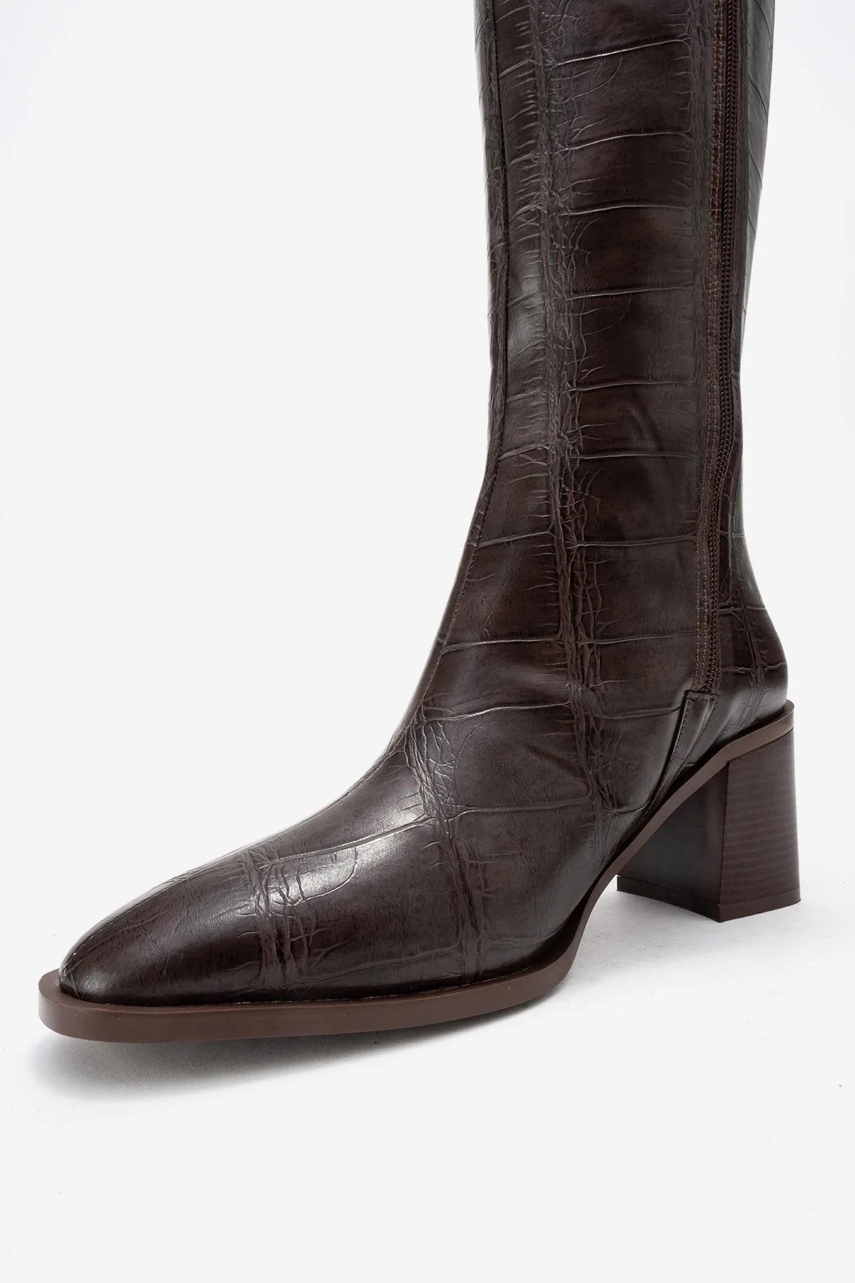 Venia - Brown Block Heel Knee-High Boot (Women) - Image 4