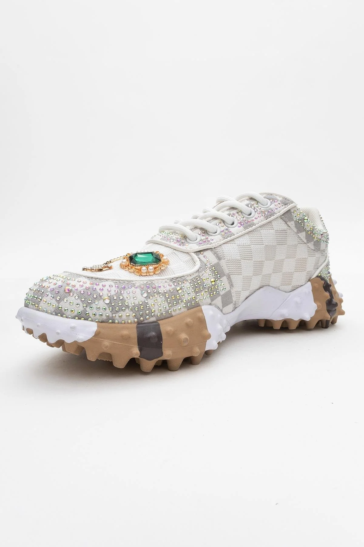Vero - White Patterned Jeweled Sneaker (Women) - Image 4