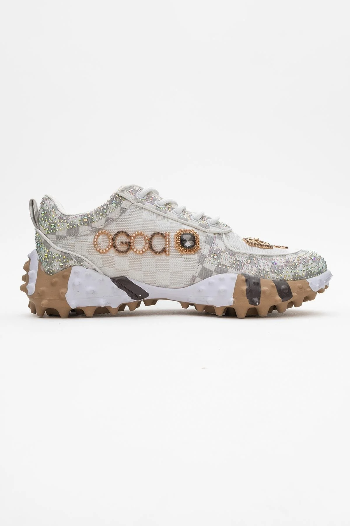 Vero - White Patterned Jeweled Sneaker (Women) - Image 6