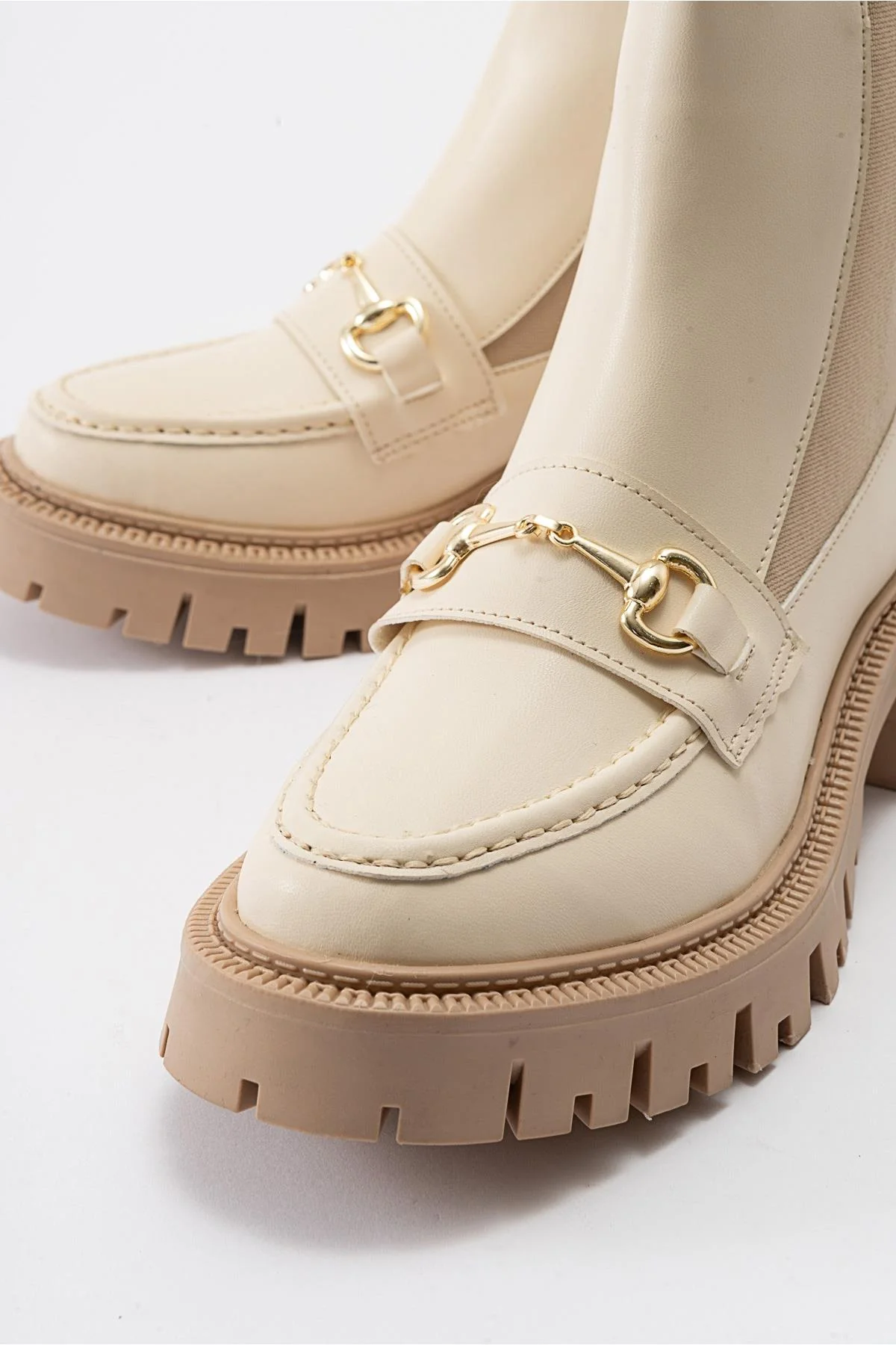 Vesper Beige Buckled Chelsea Boot (Women) - Image 4