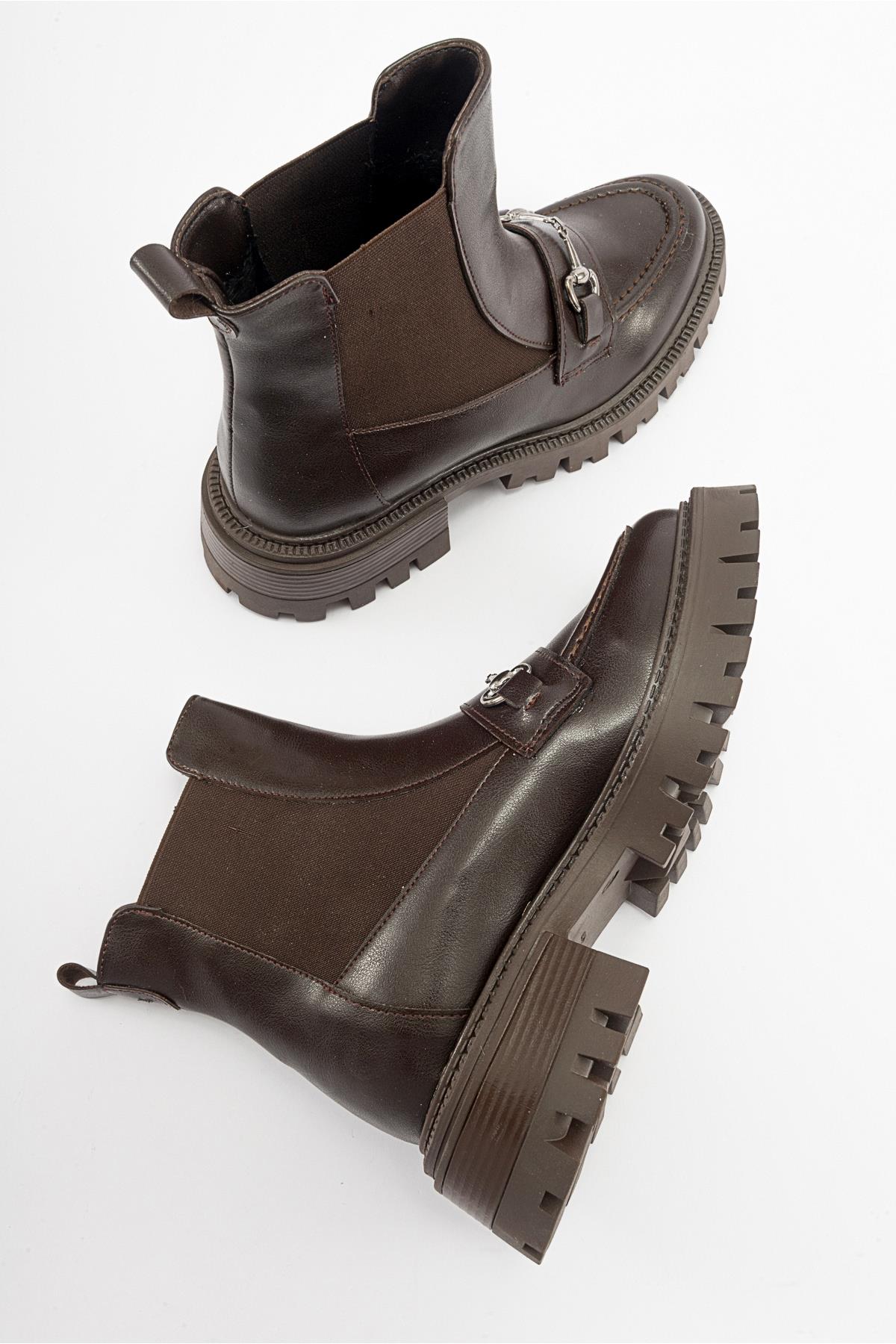 Vesper Brown Buckled Chelsea Boot (Women) - Image 3