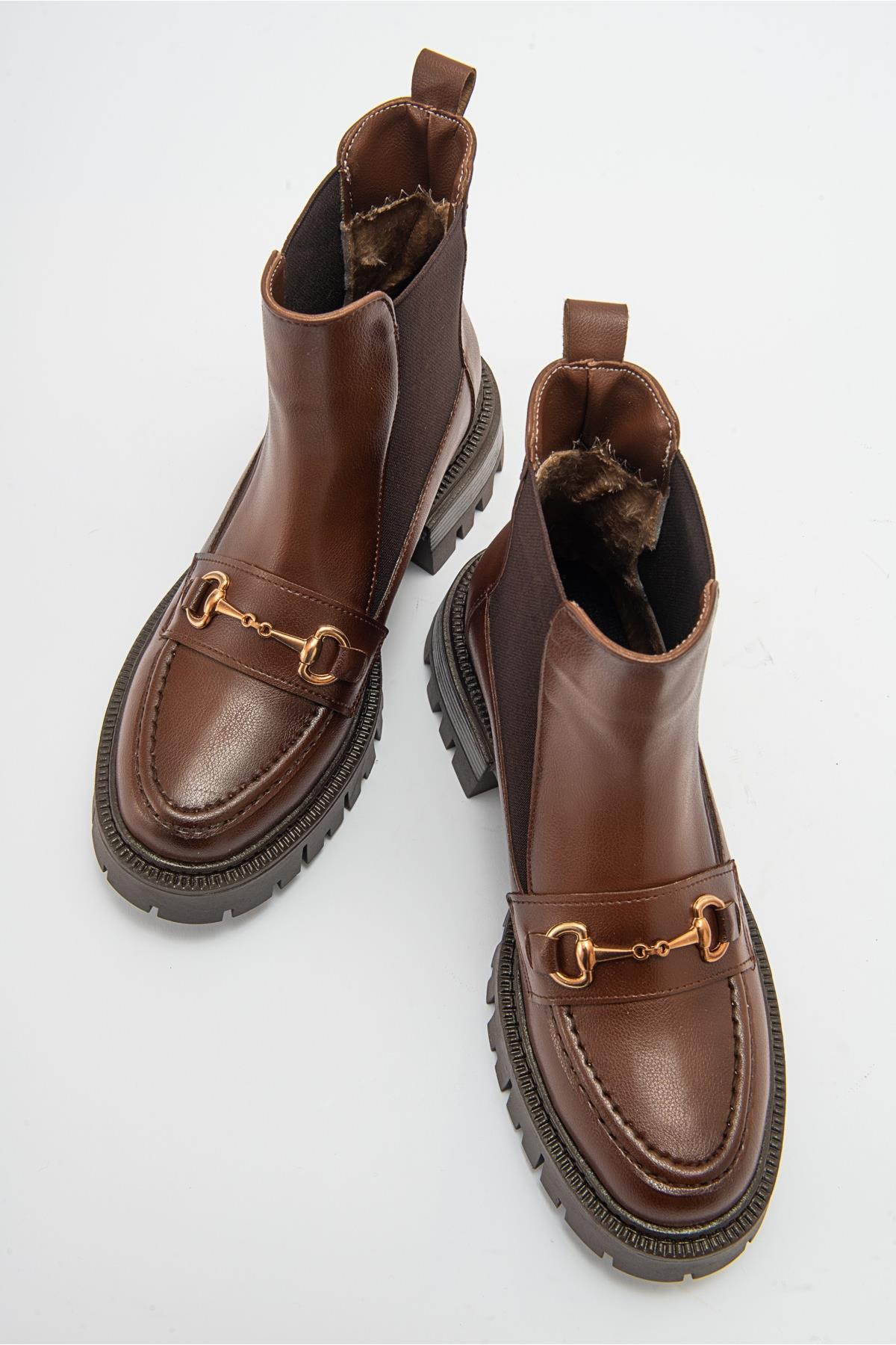 Vesper Cognac Brown Buckled Chelsea Boot (Women) - Image 2