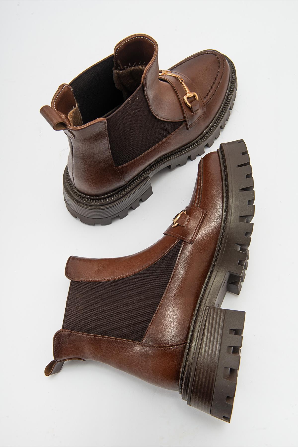 Vesper Cognac Brown Buckled Chelsea Boot (Women) - Image 3