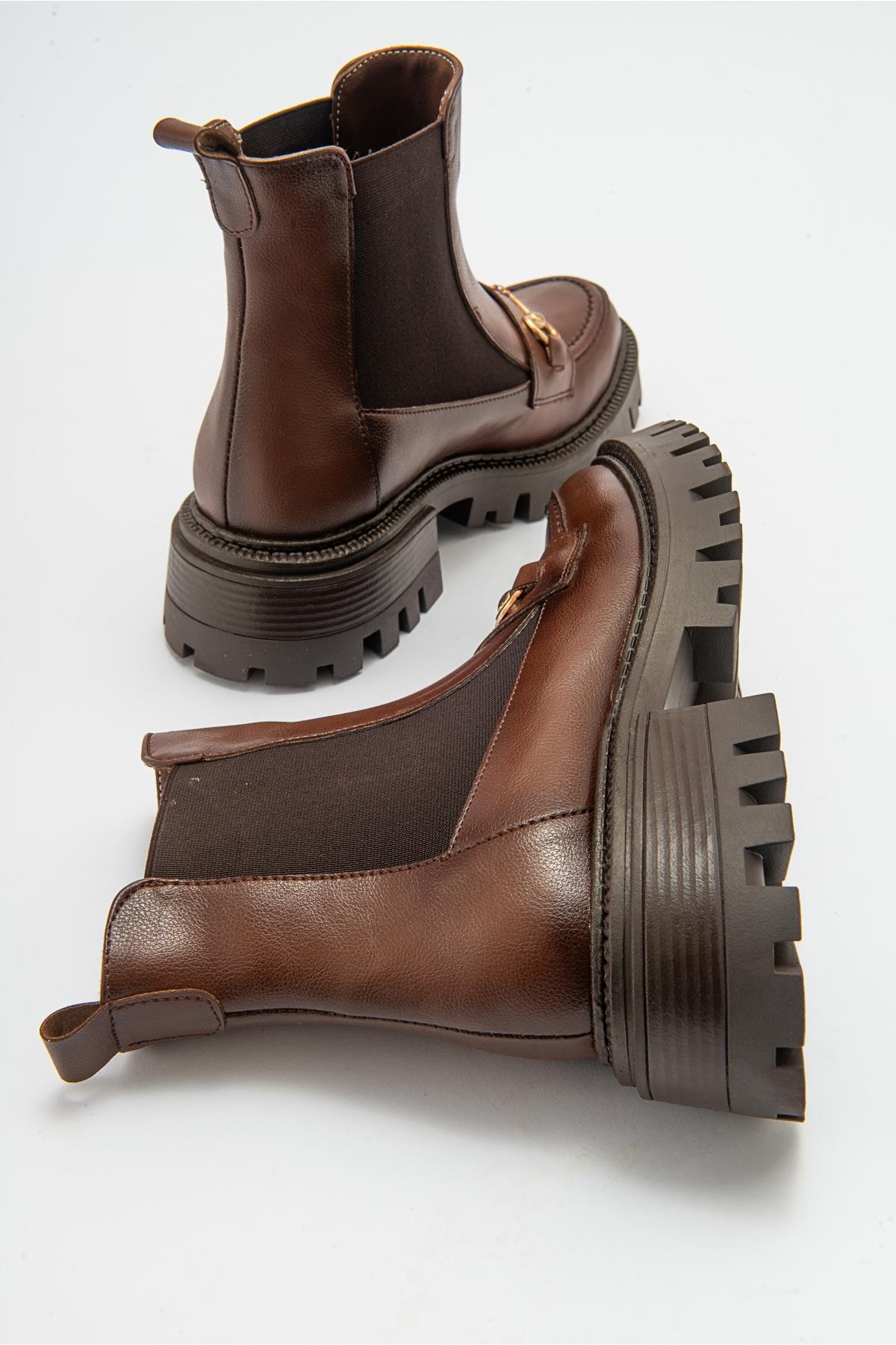 Vesper Cognac Brown Buckled Chelsea Boot (Women) - Image 4