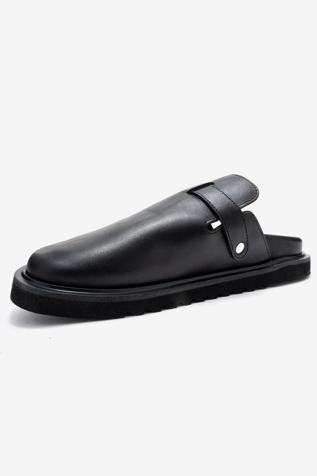Vesta - Black Buckled Genuine Leather Closed-Toe Mule (Women) - Image 4