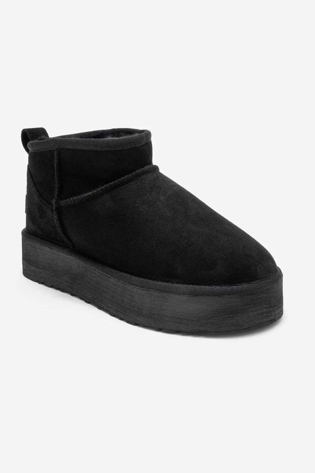 Havana - Black Suede Genuine Leather Platform Mini Boot (Women) - Image 3
